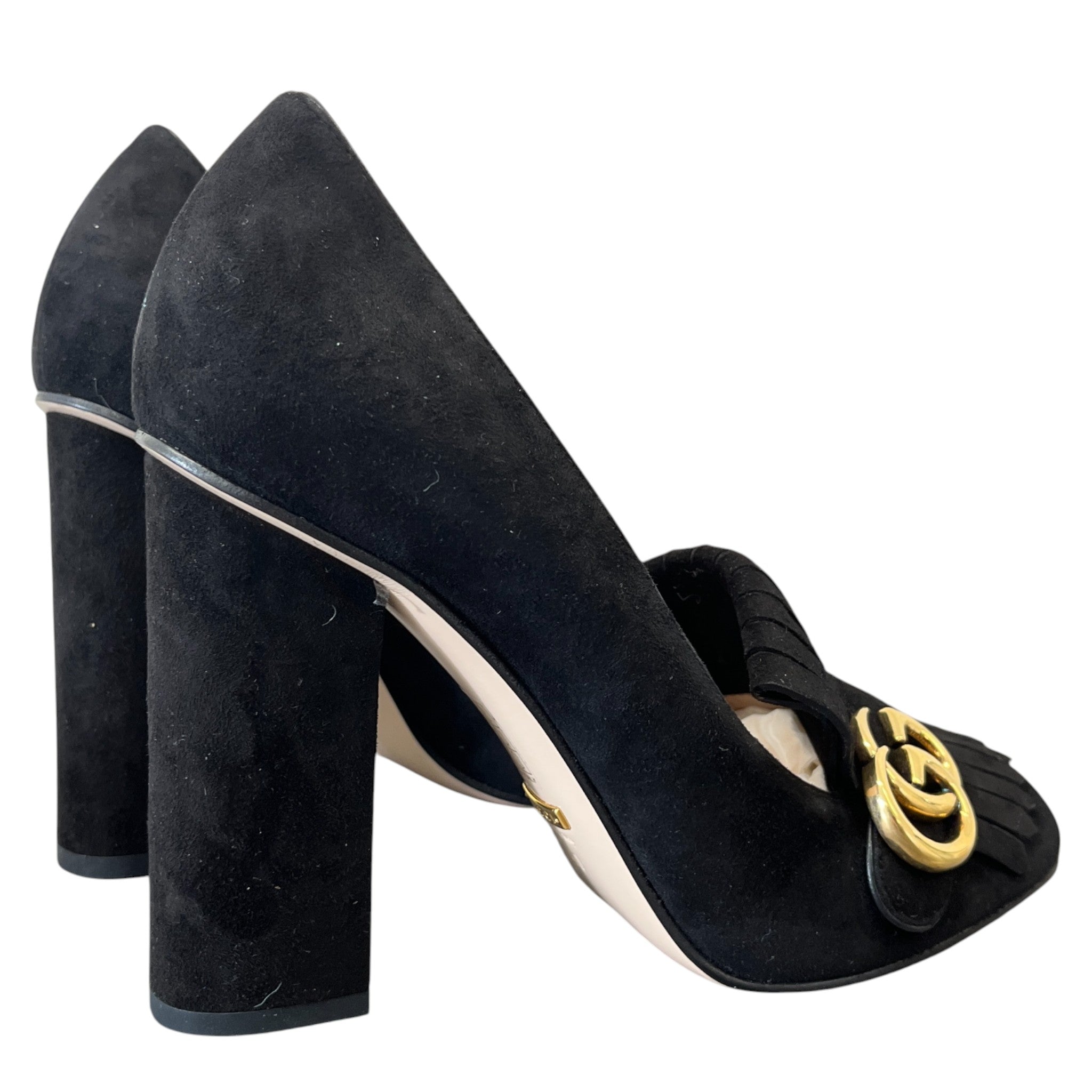 Women's Gg Marmont Fringed Heels Black Size EU 40 / UK 7