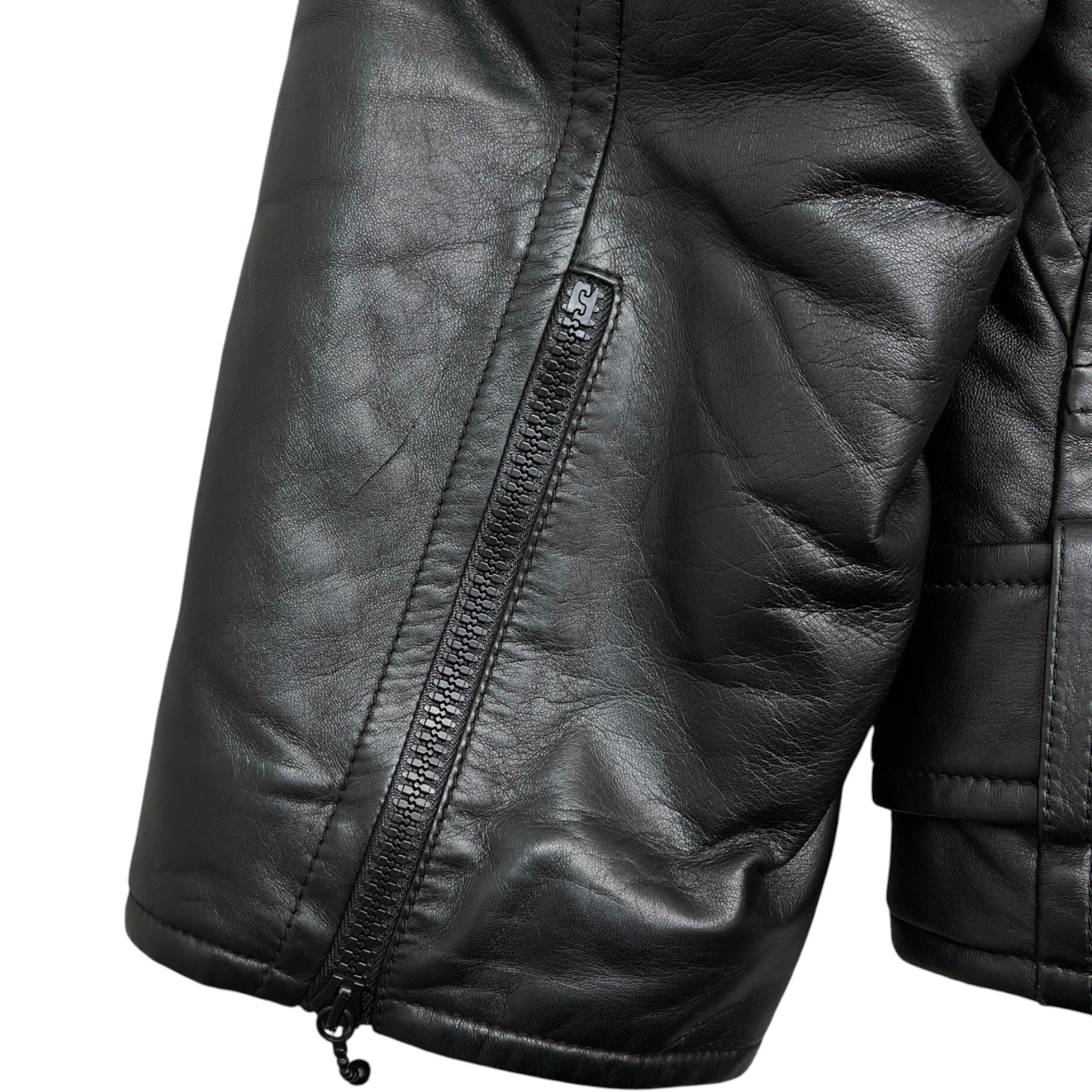 Men's 2021 Lamb Leather Moto Jacket Black Size IT 58 / XXXXL