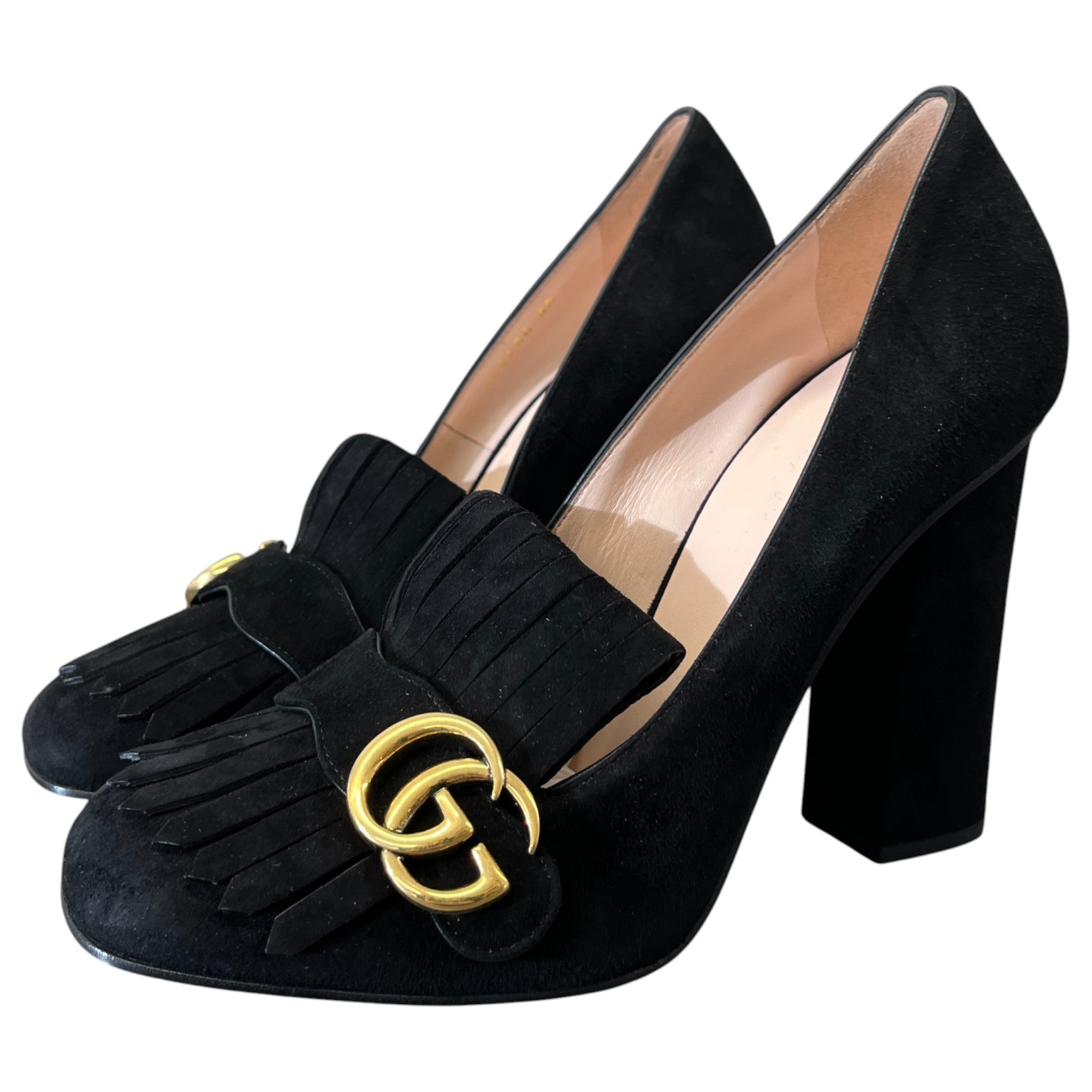 Women's Gg Marmont Fringed Heels Black Size EU 40 / UK 7