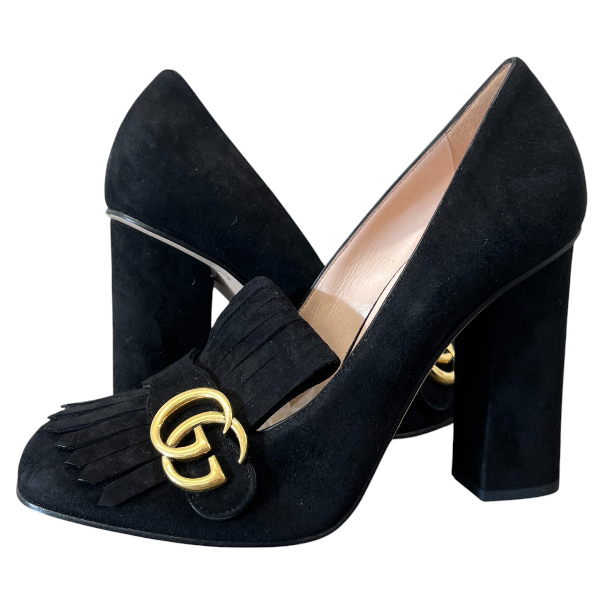 Women's Gg Marmont Fringed Heels Black Size EU 40 / UK 7