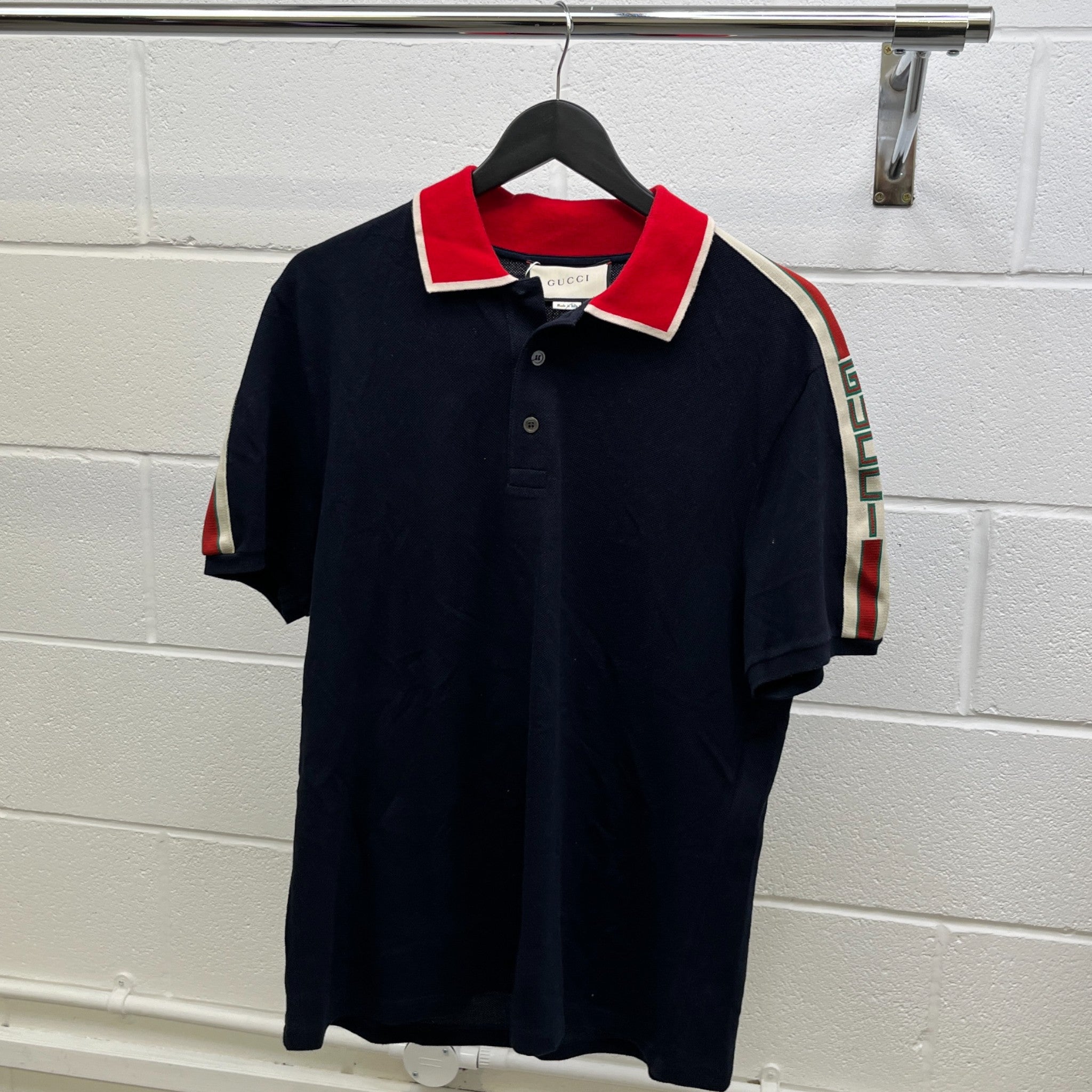 Men's Tape Logo Polo Shirt Navy Size XXL