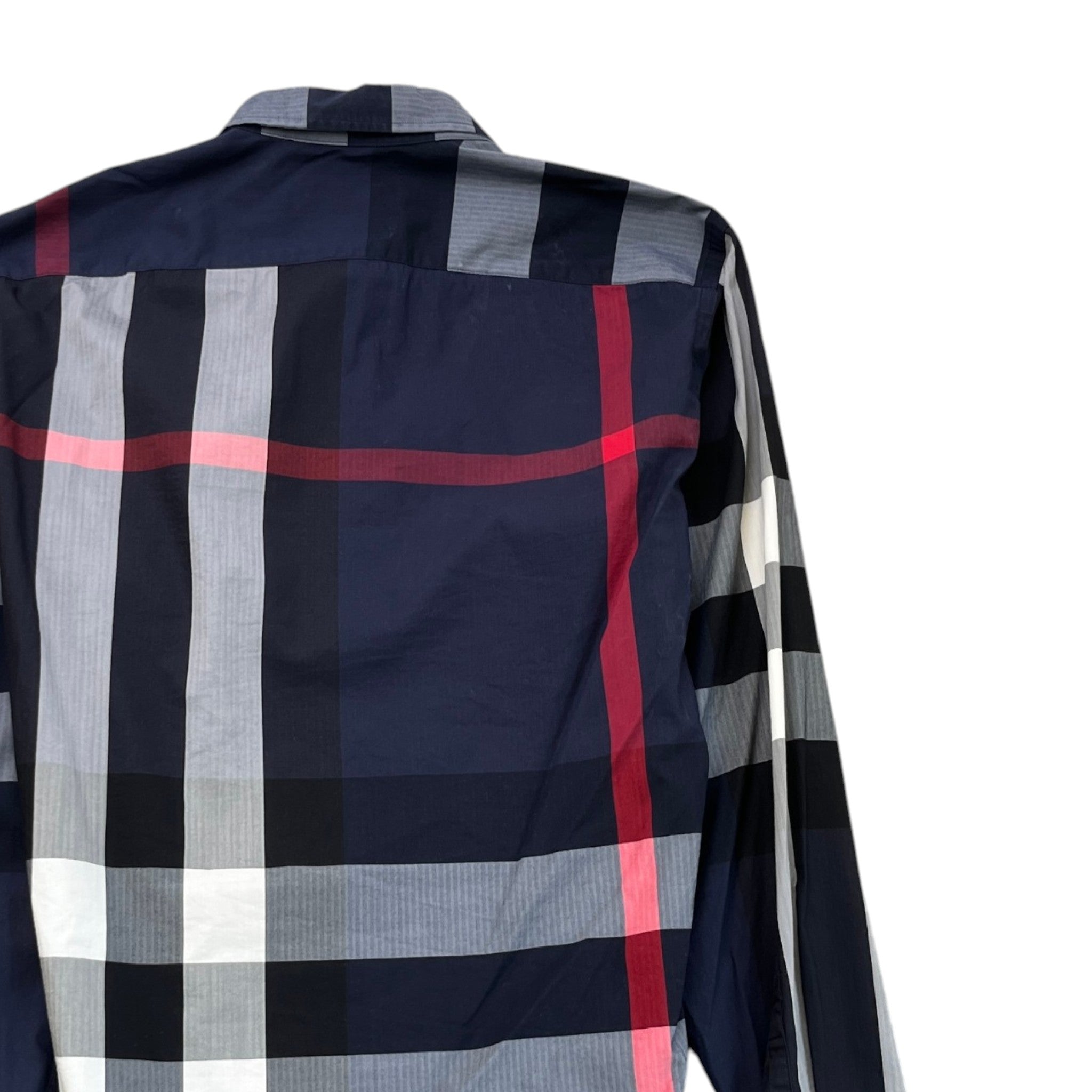 Men's Checkered Long Sleeve Shirt Navy Size S