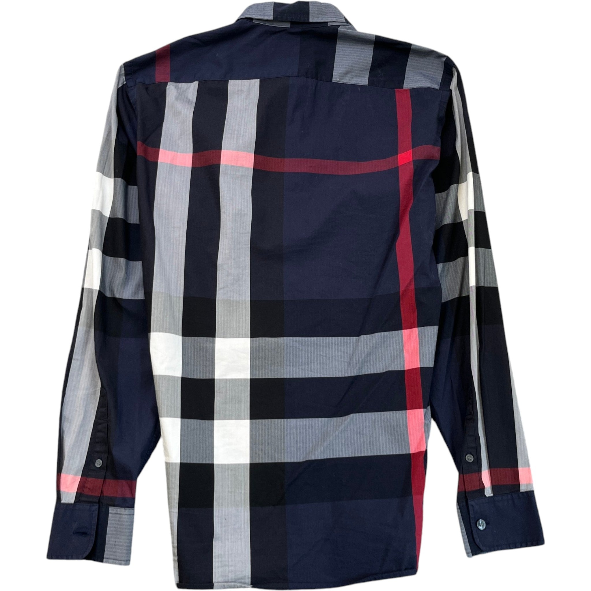 Men's Checkered Long Sleeve Shirt Navy Size S