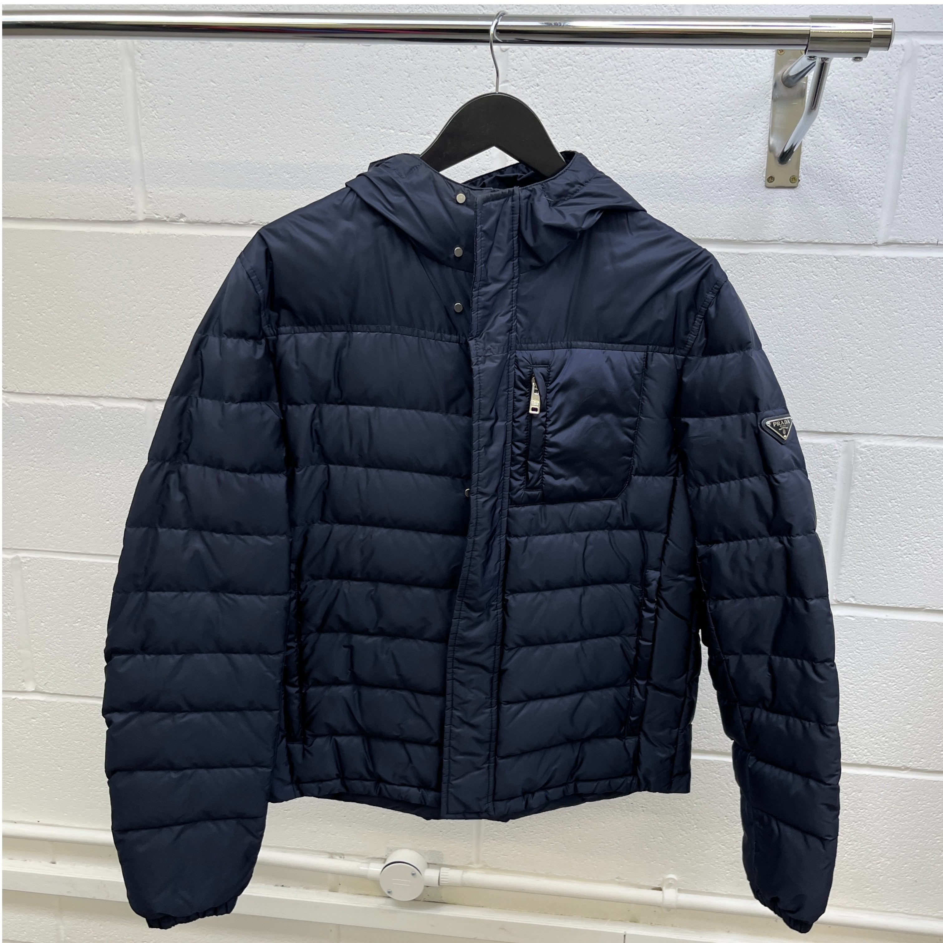 Men's Plaque Logo Down Jacket Navy Size IT 48 / M