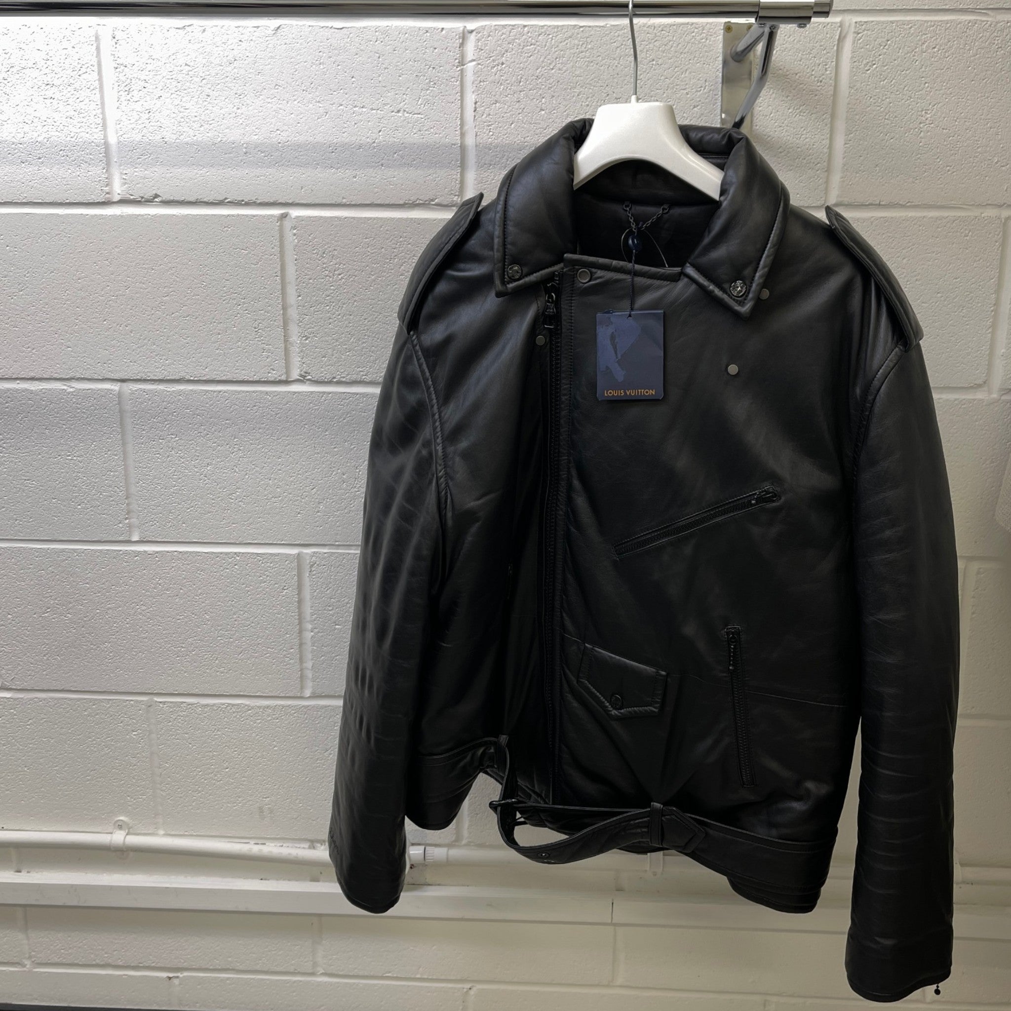 Men's 2021 Lamb Leather Moto Jacket Black Size IT 58 / XXXXL