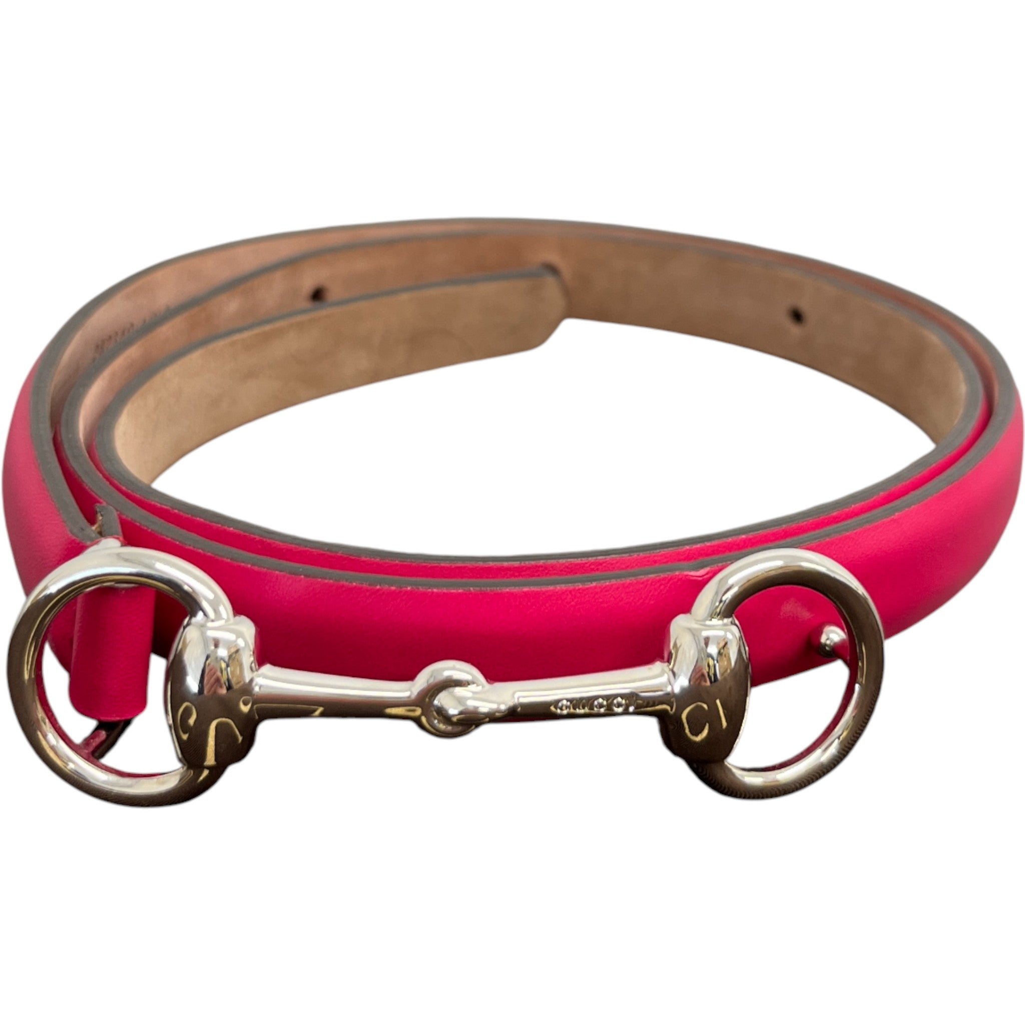 Women's Horsebit Buckle Belt Pink Size 80CM / UK 8