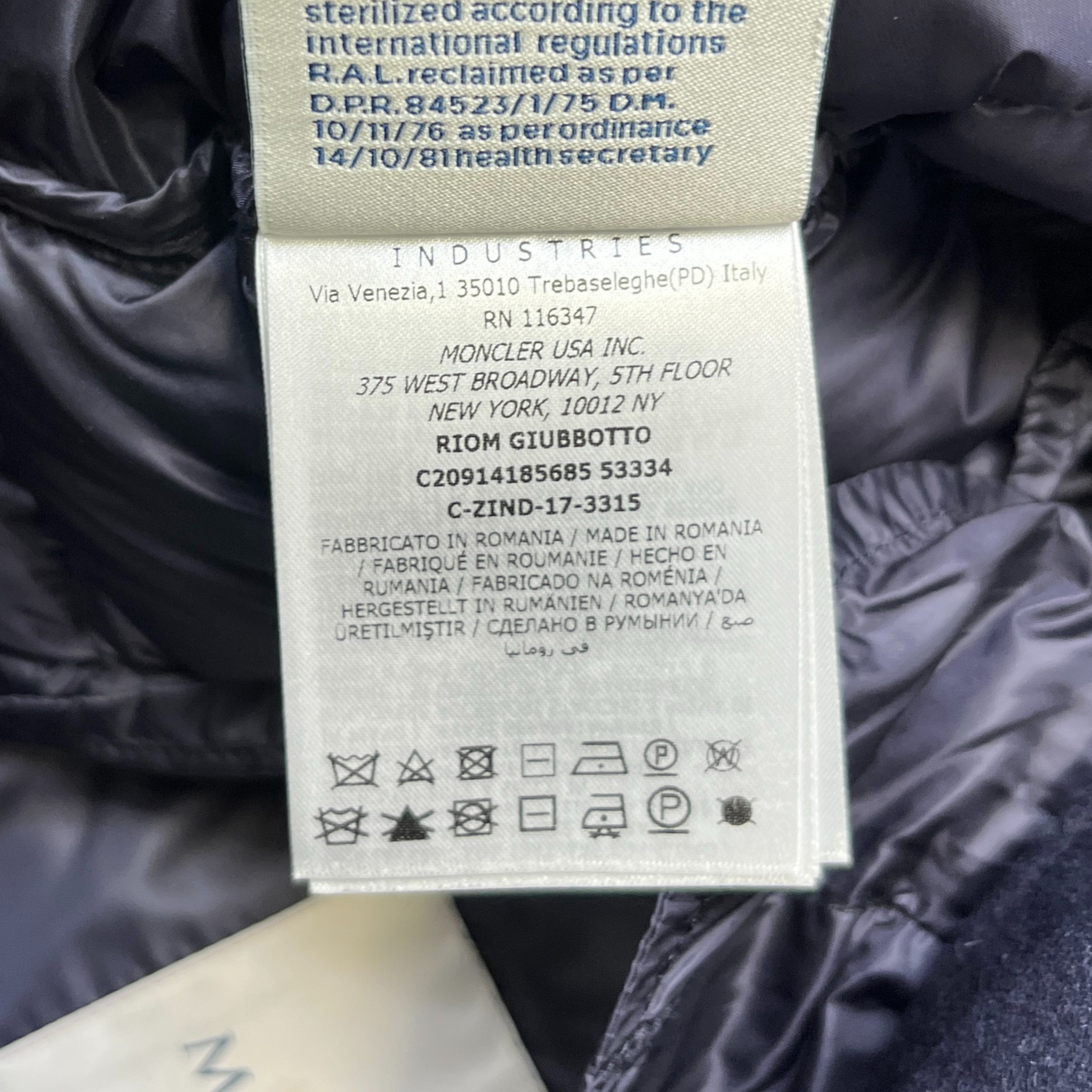 Men's Riom Down Jacket Navy Size 3 / L