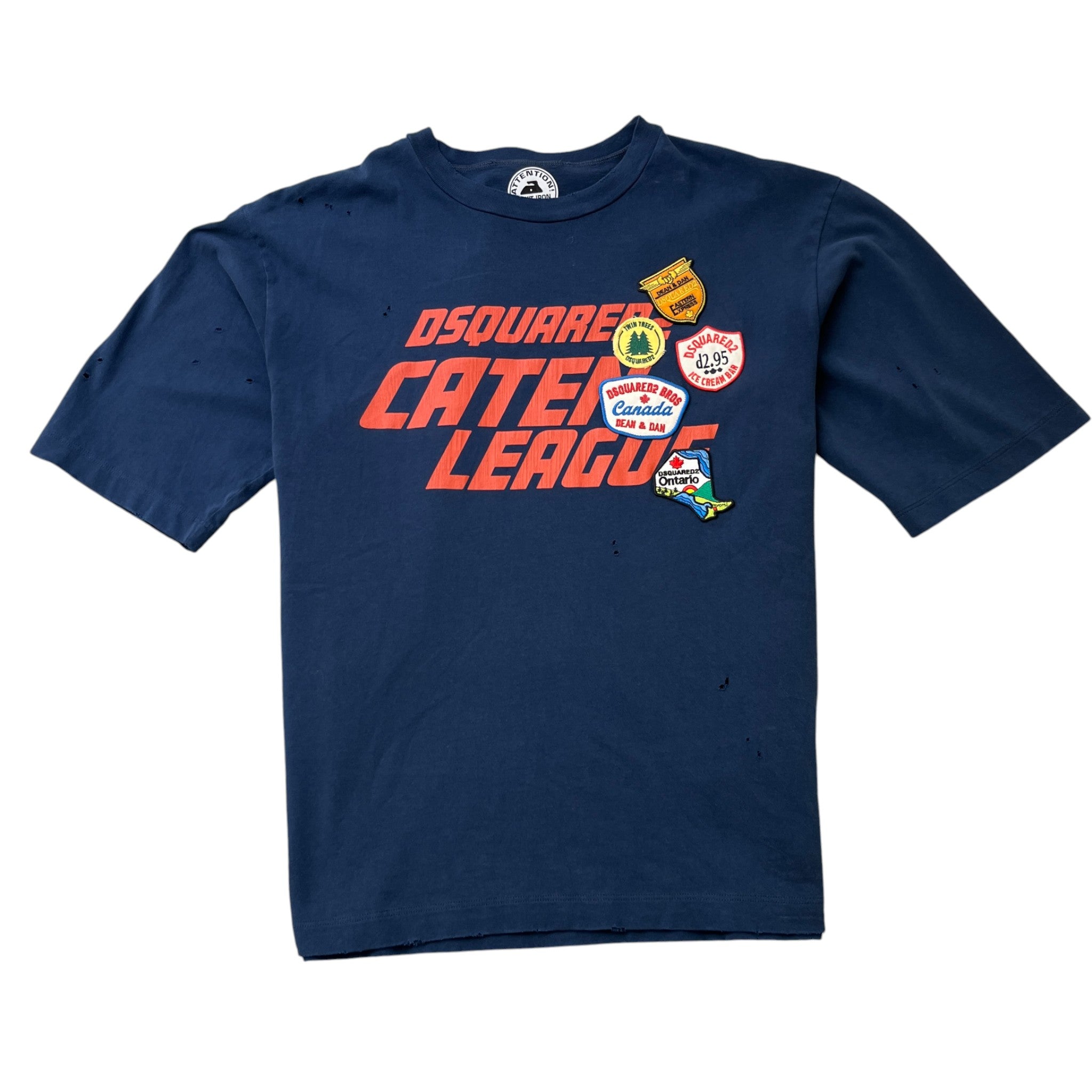 Men's Caten League Patches T-Shirt Navy Size M