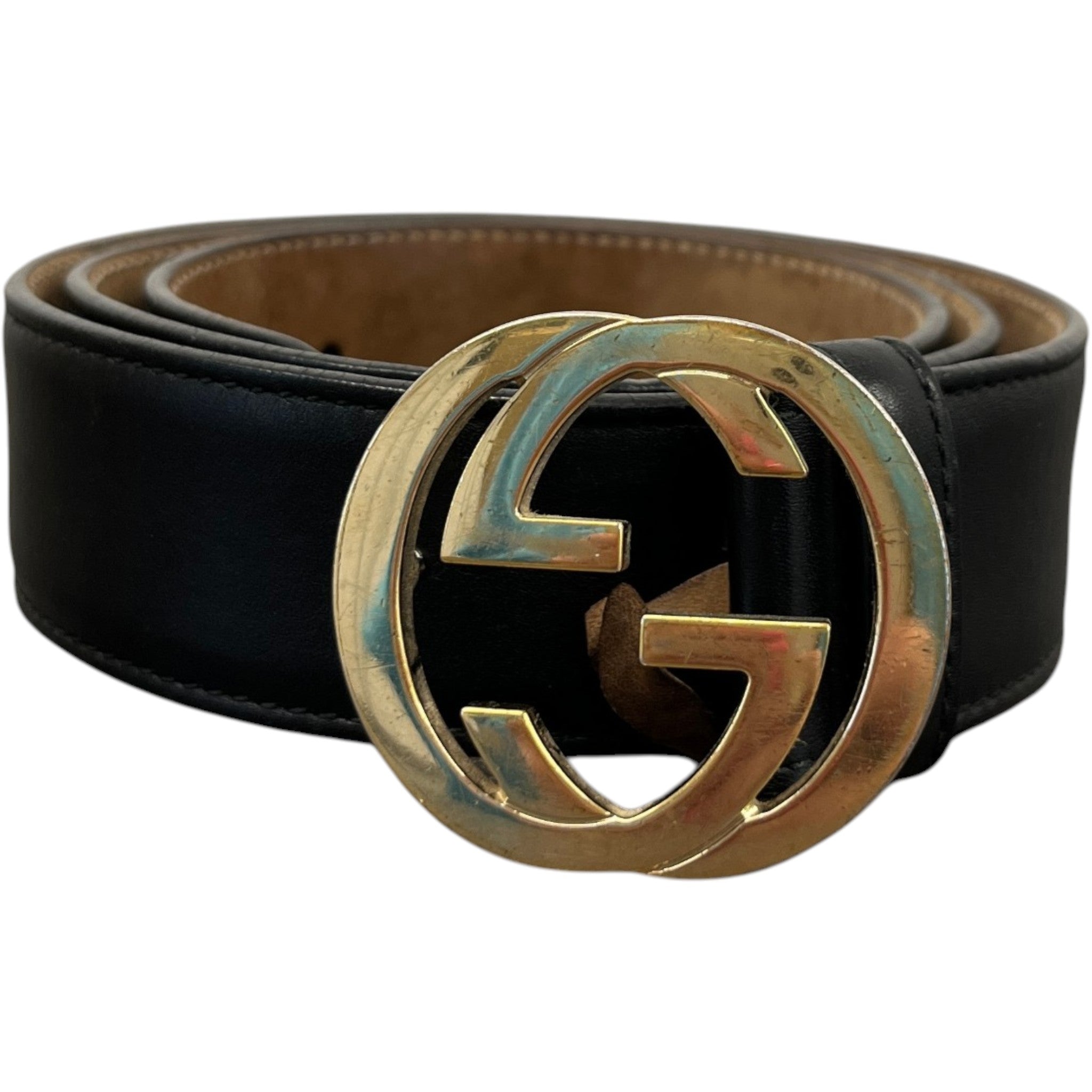 Men's Interlocking G Belt Black Size Waist 34"