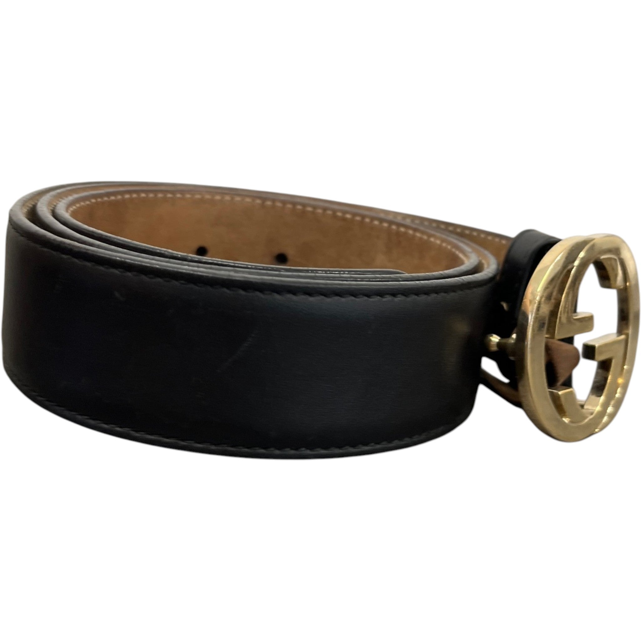 Men's Interlocking G Belt Black Size Waist 34"
