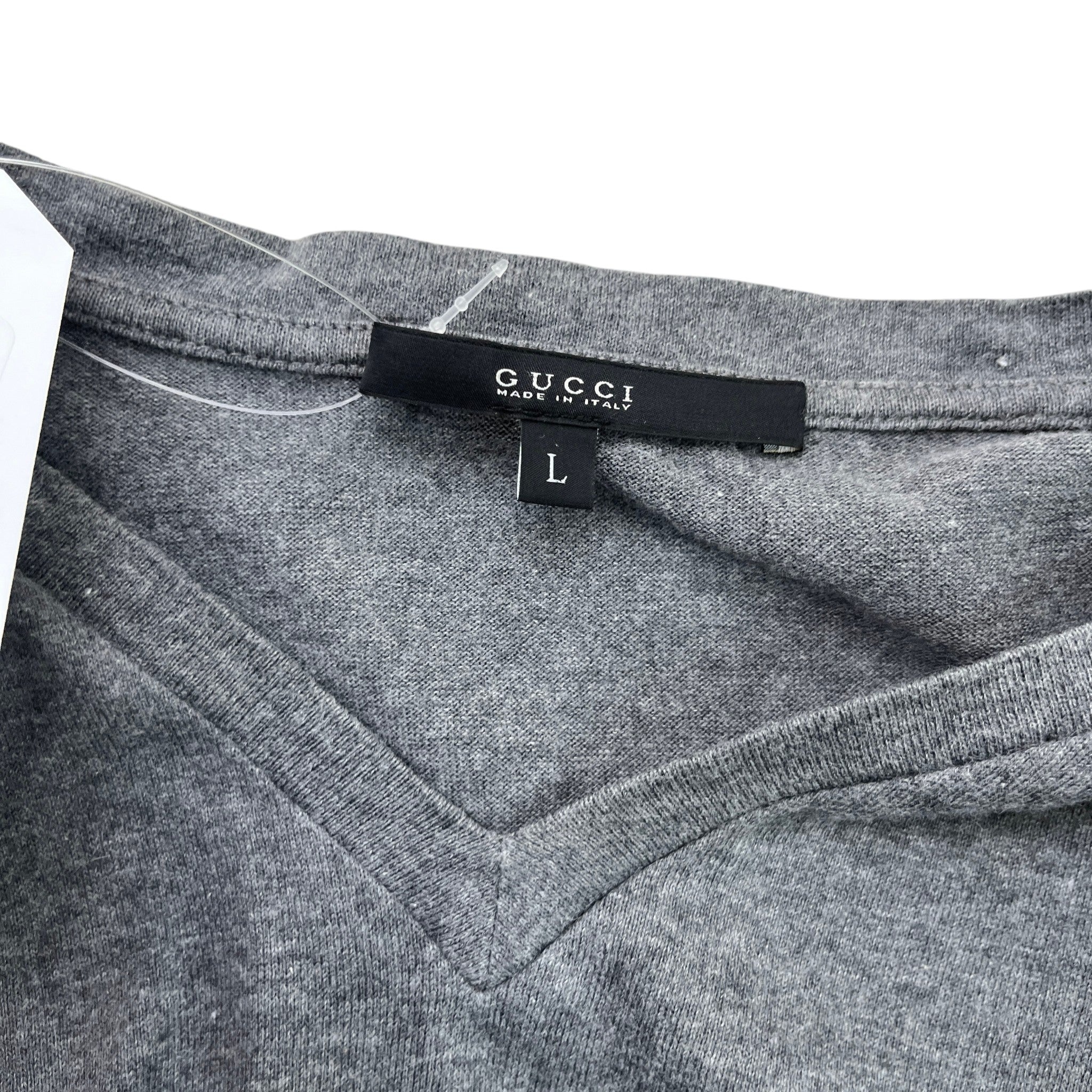 Men's V Neck Web T-Shirt Grey Size L