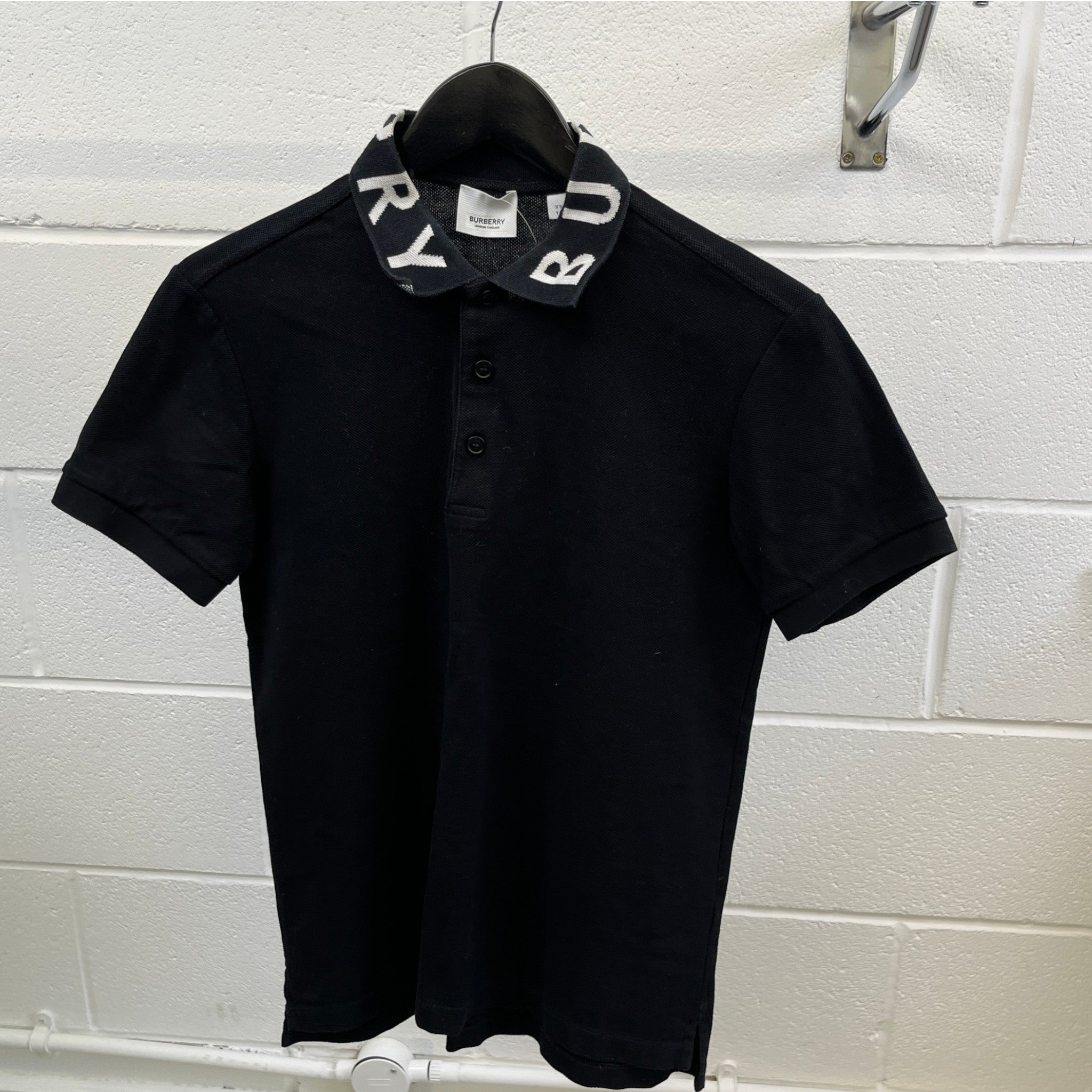 Men's Collar Logo Polo Shirt Black Size XS