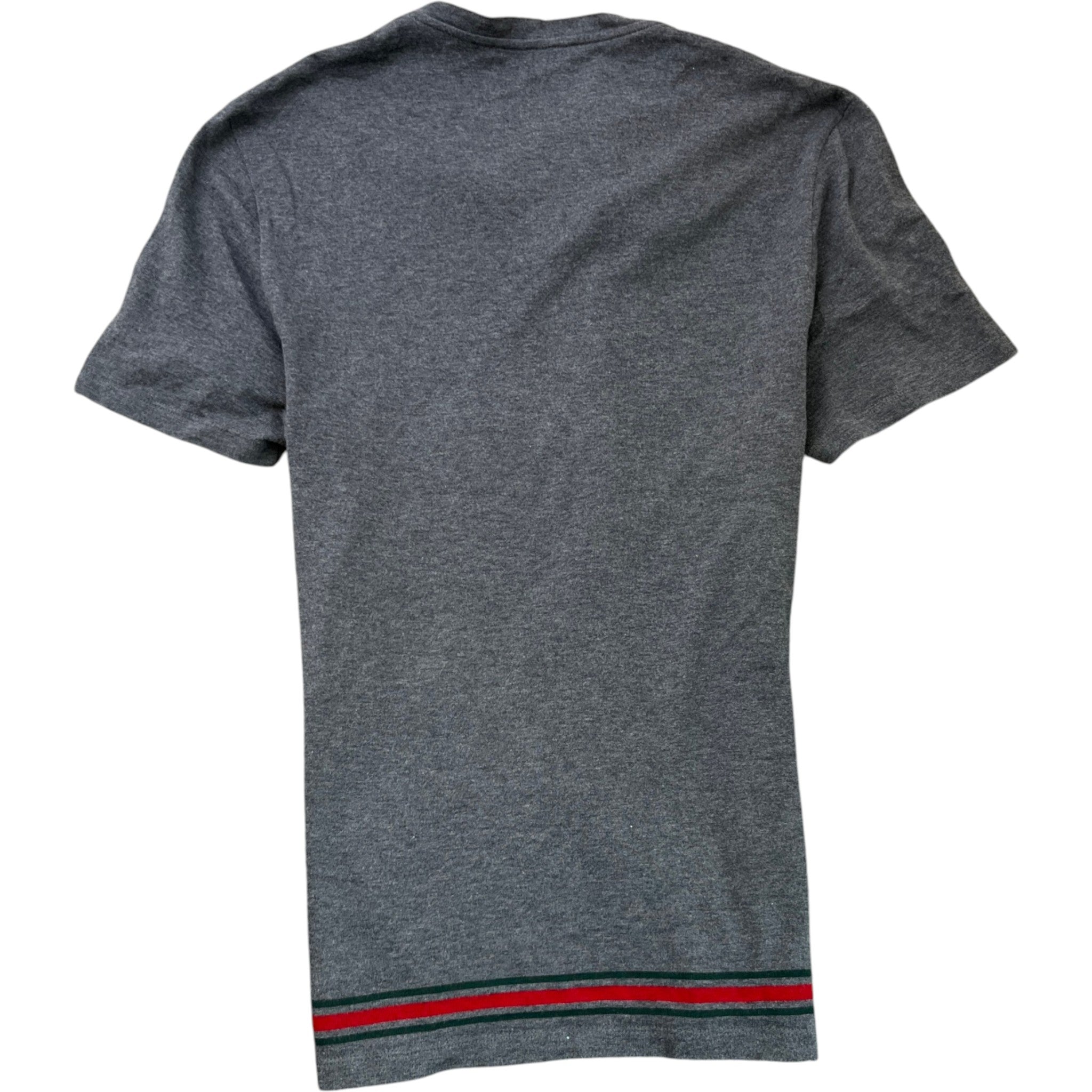 Men's V Neck Web T-Shirt Grey Size L