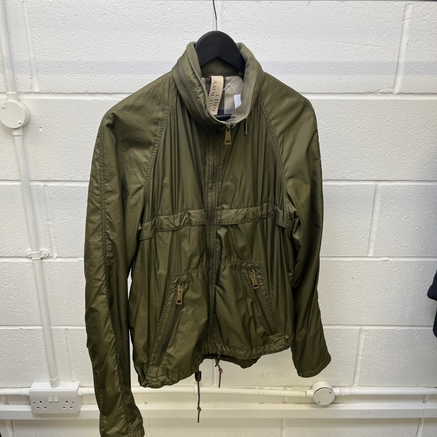 Men's Check Windbreaker Khaki Size S