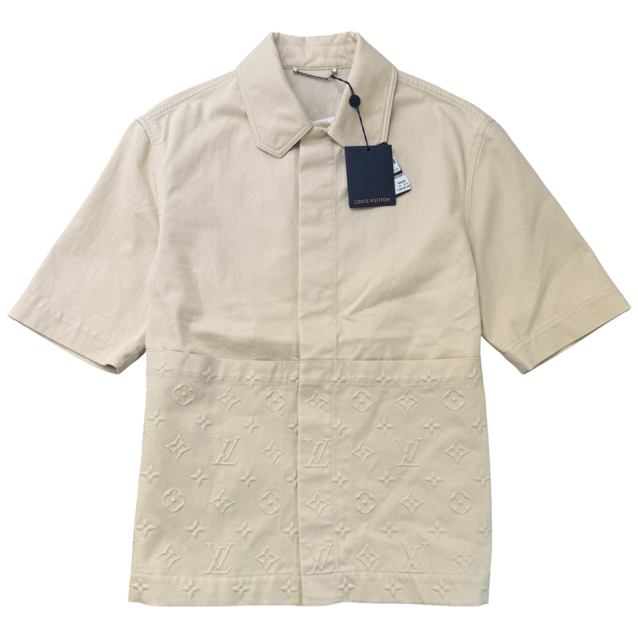 Men's Monogram Workwear Short-Sleeved Shirt Cream Size M