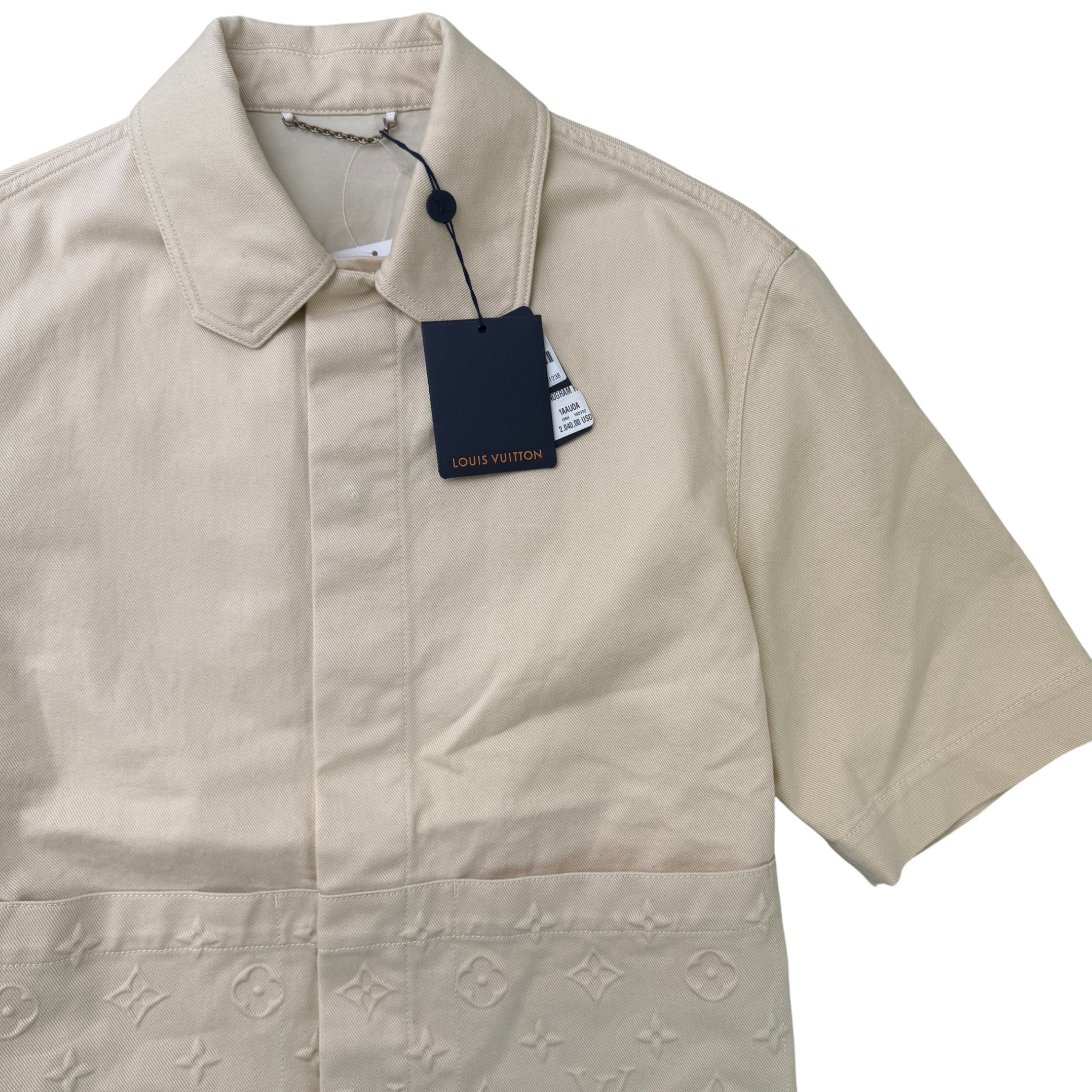 Men's Monogram Workwear Short-Sleeved Shirt Cream Size M