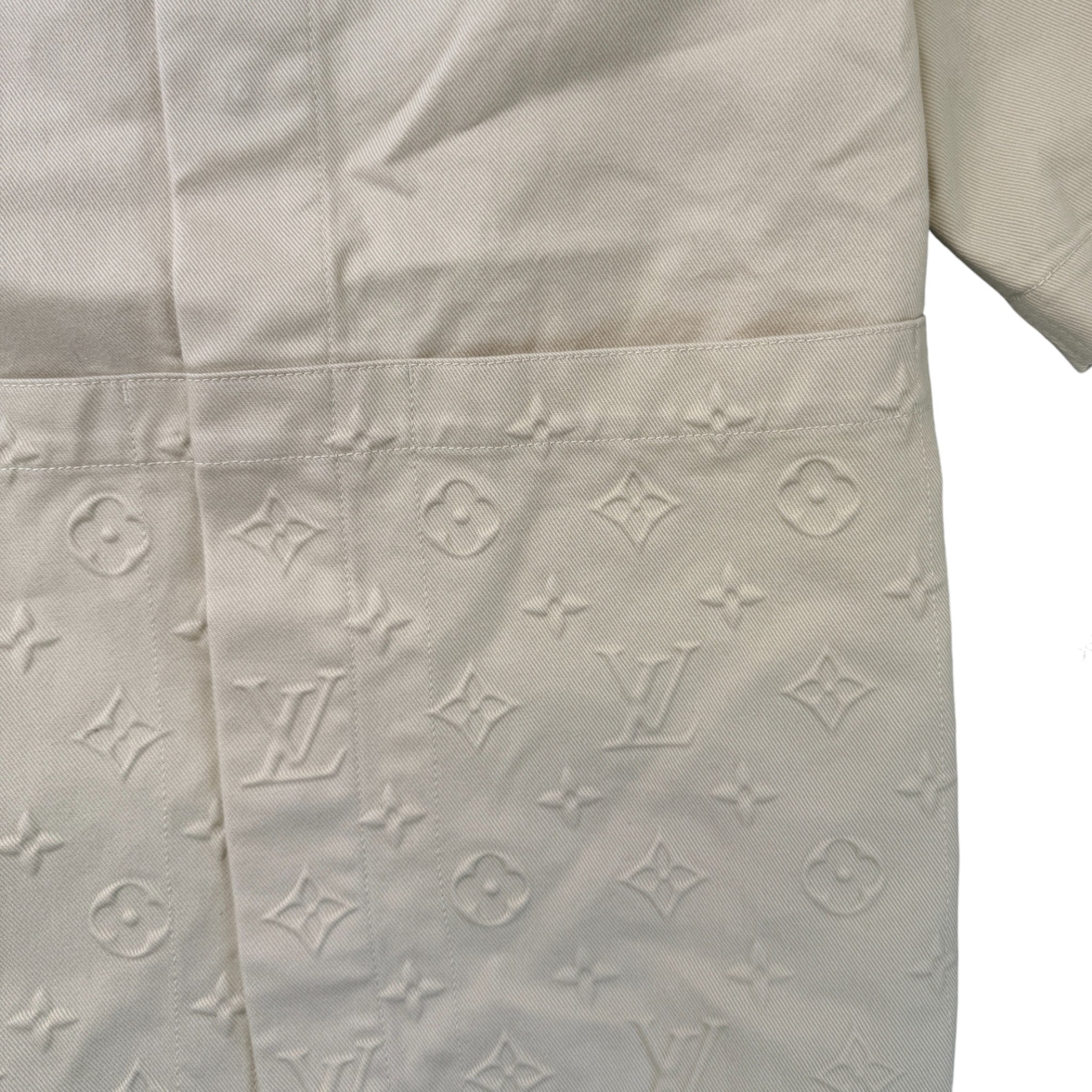 Men's Monogram Workwear Short-Sleeved Shirt Cream Size M