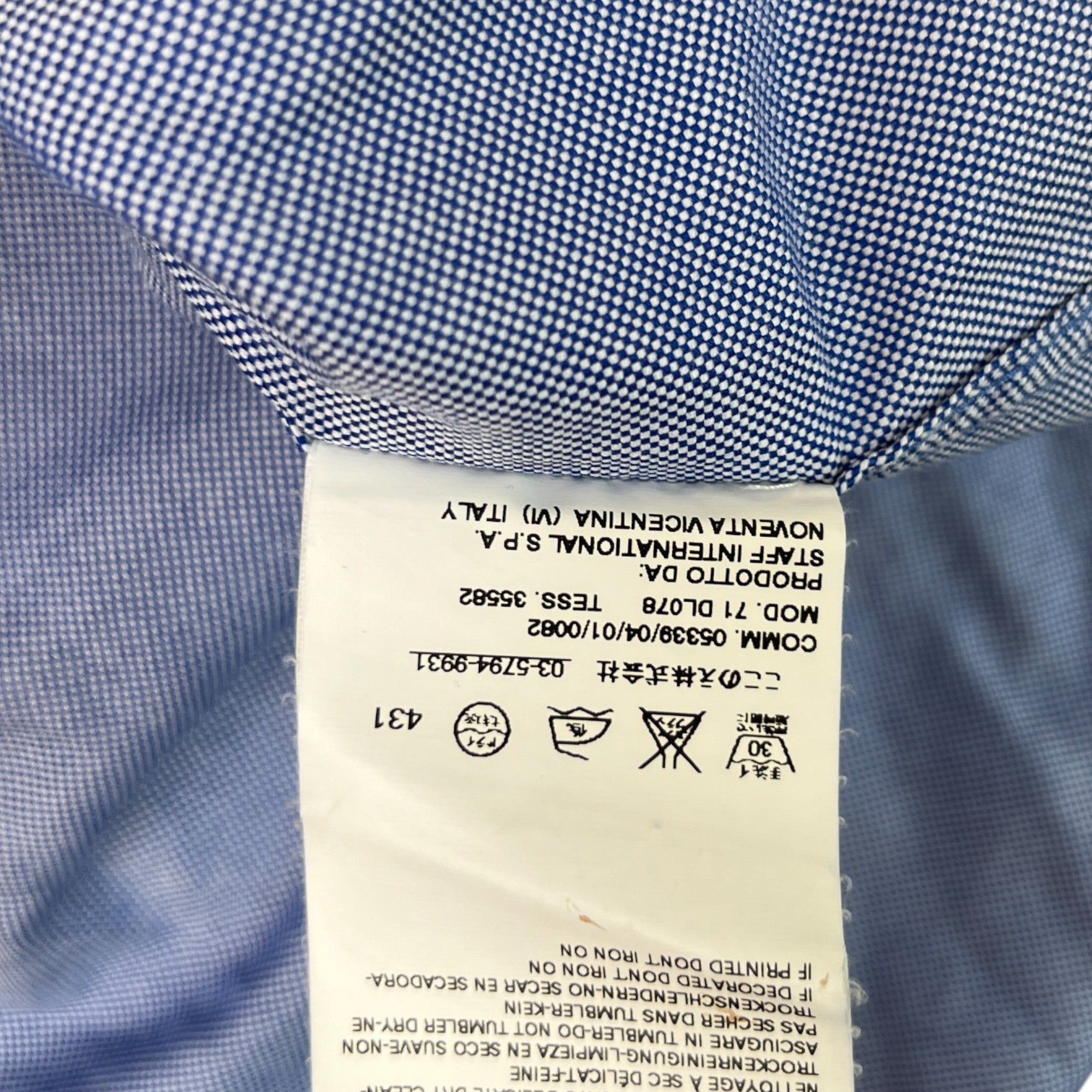 Men's Embroidered Logo Long Sleeve Shirt Blue Size M