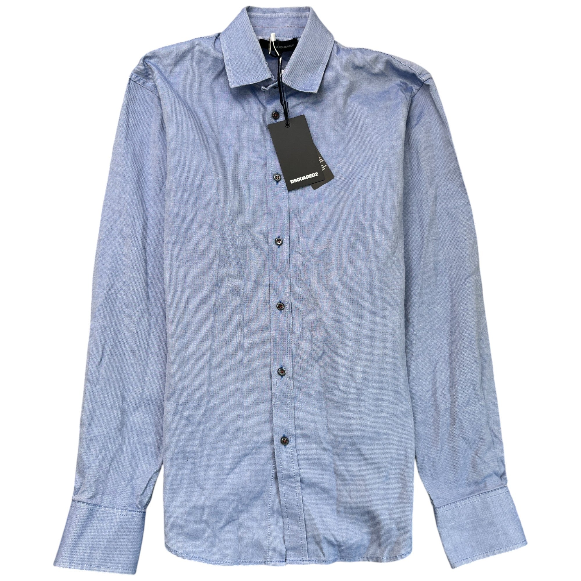 Men's Embroidered Logo Long Sleeve Shirt Blue Size M