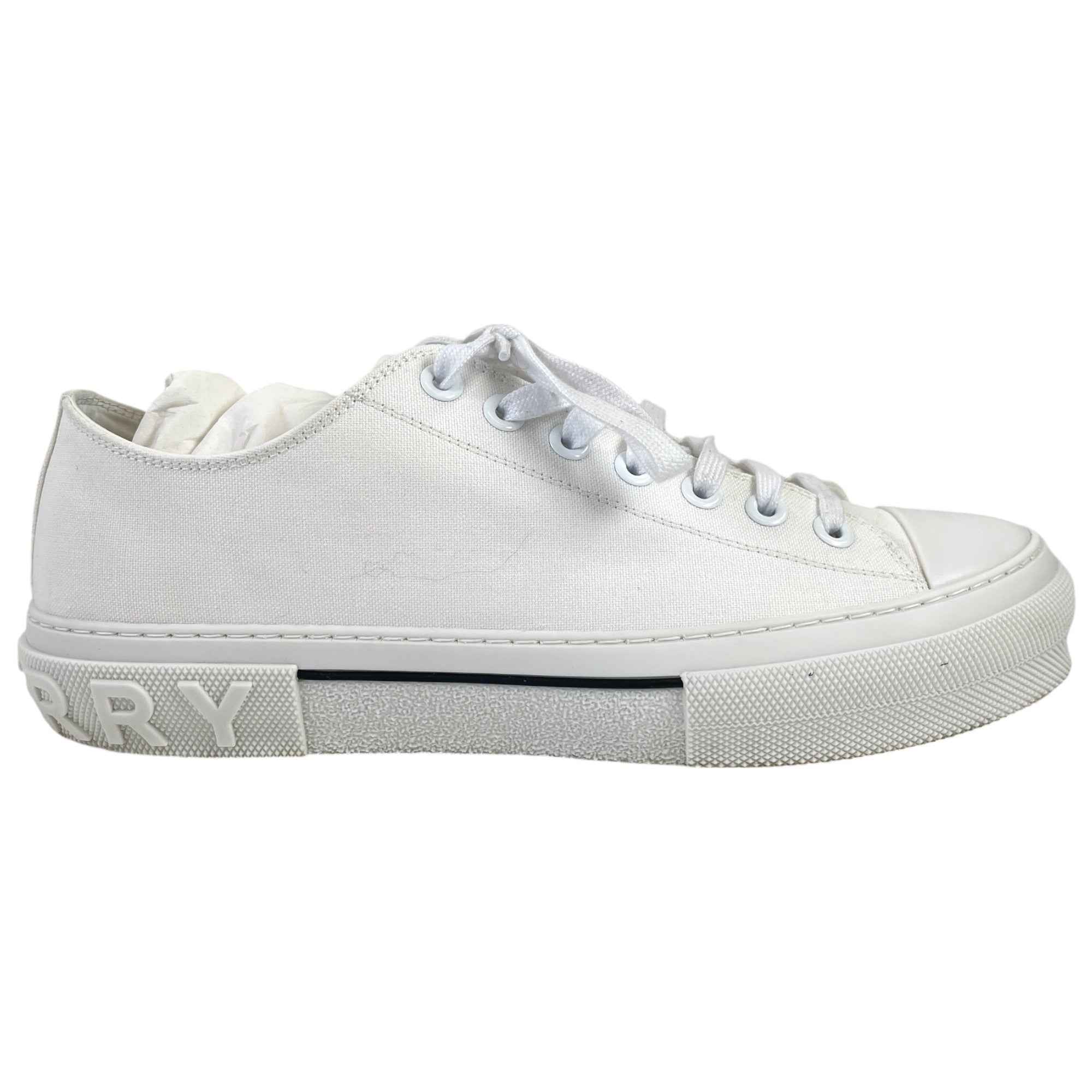 Men's Canvas Logo Low Trainers White Size EU 45.5 / UK 11.5