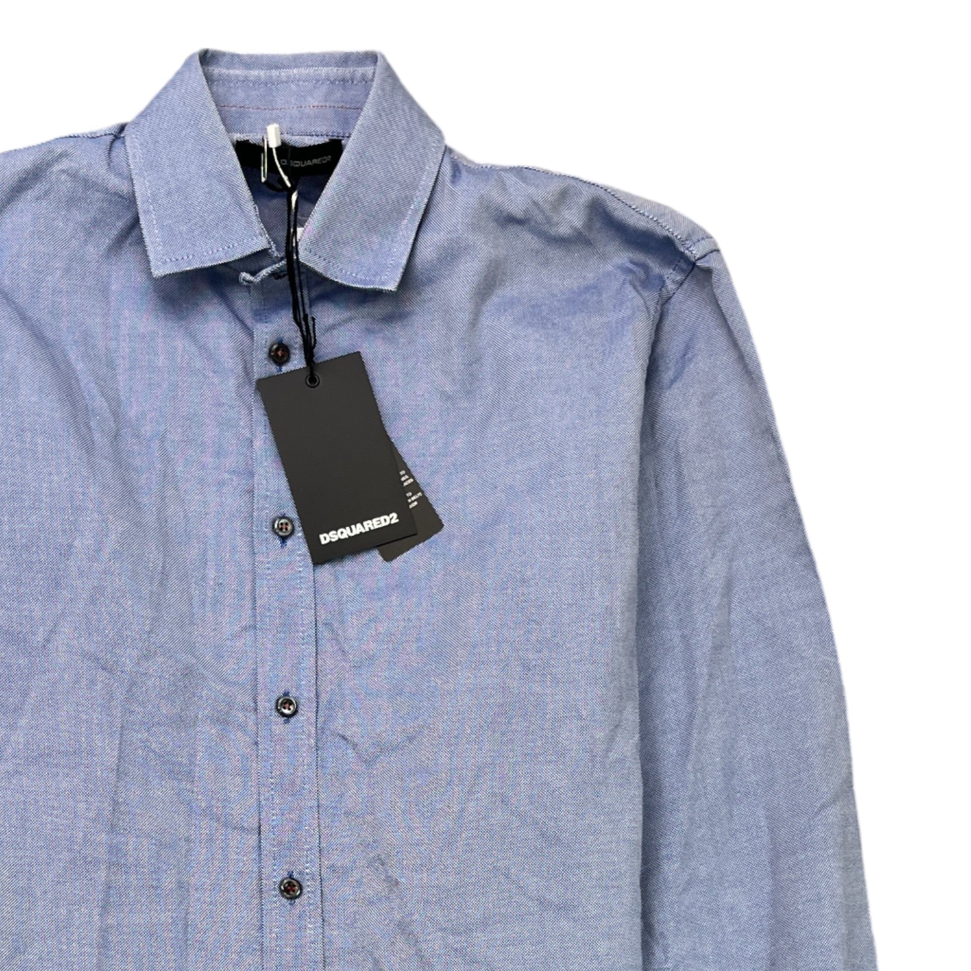 Men's Embroidered Logo Long Sleeve Shirt Blue Size M