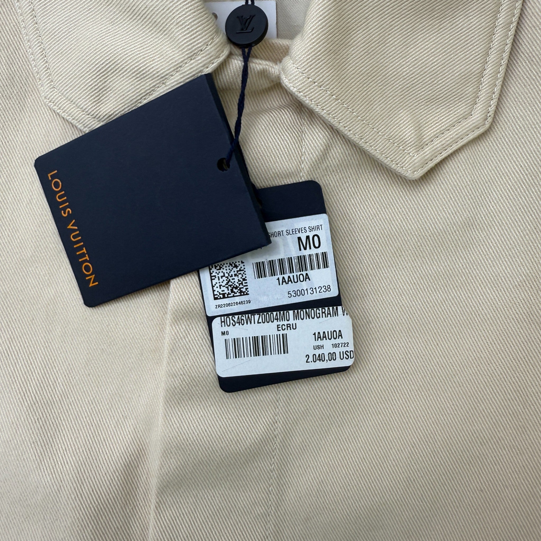 Men's Monogram Workwear Short-Sleeved Shirt Cream Size M