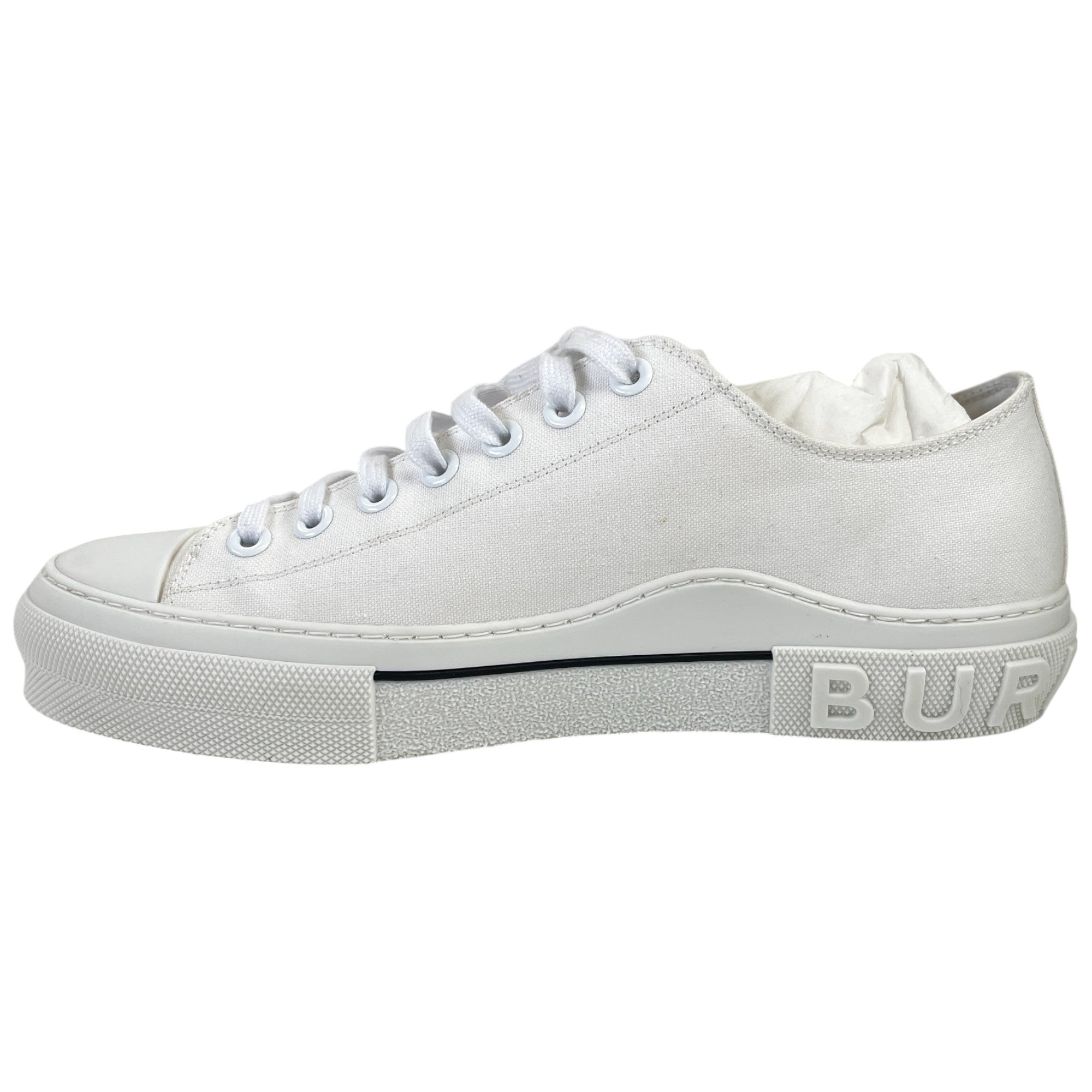 Men's Canvas Logo Low Trainers White Size EU 45.5 / UK 11.5