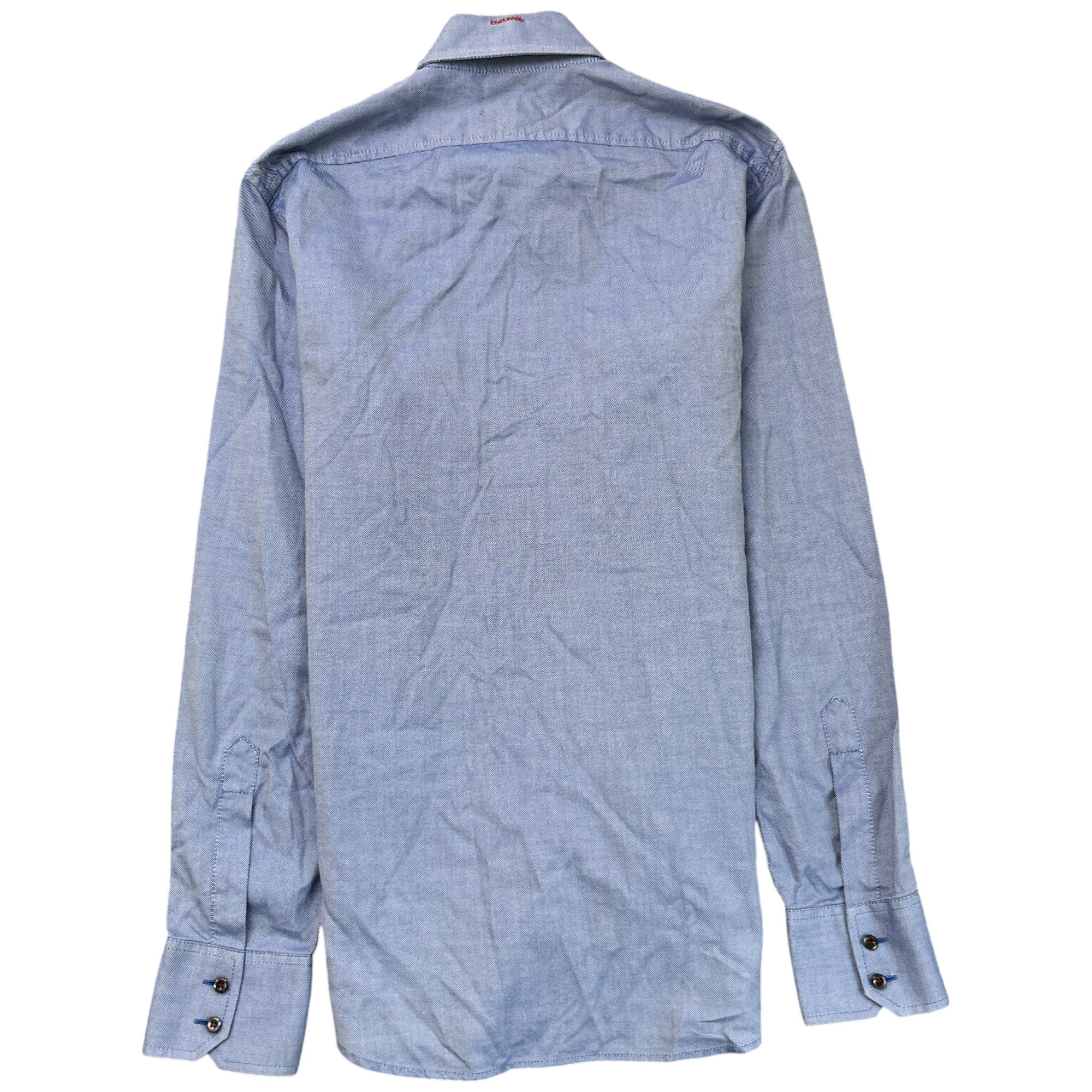 Men's Embroidered Logo Long Sleeve Shirt Blue Size M