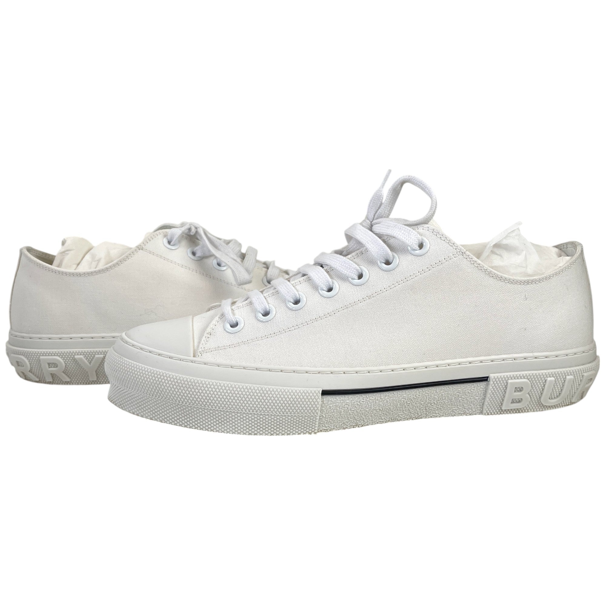 Men's Canvas Logo Low Trainers White Size EU 45.5 / UK 11.5