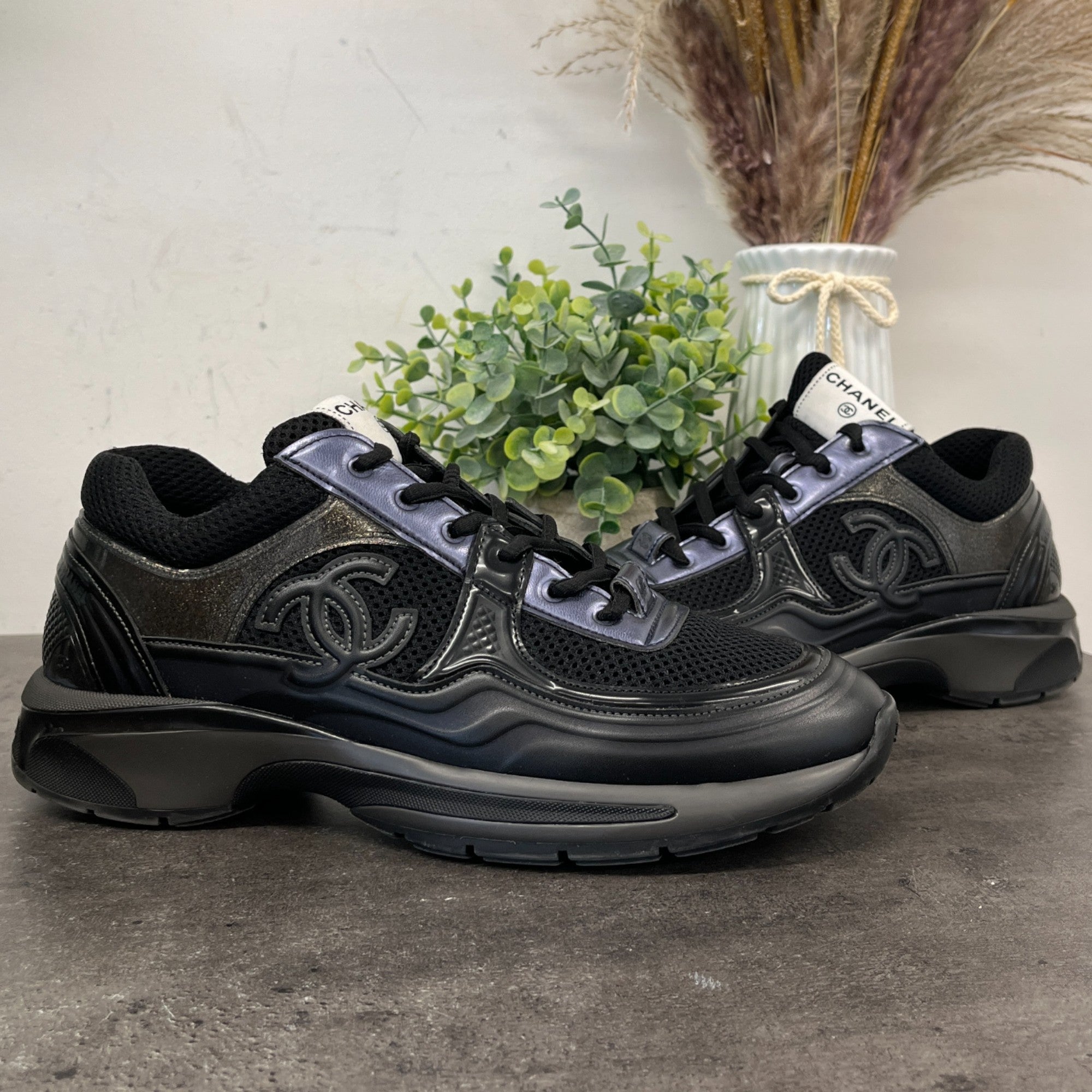 Women's Cc Metallic Runner Low Trainers Black Size EU 39.5 / UK 6.5