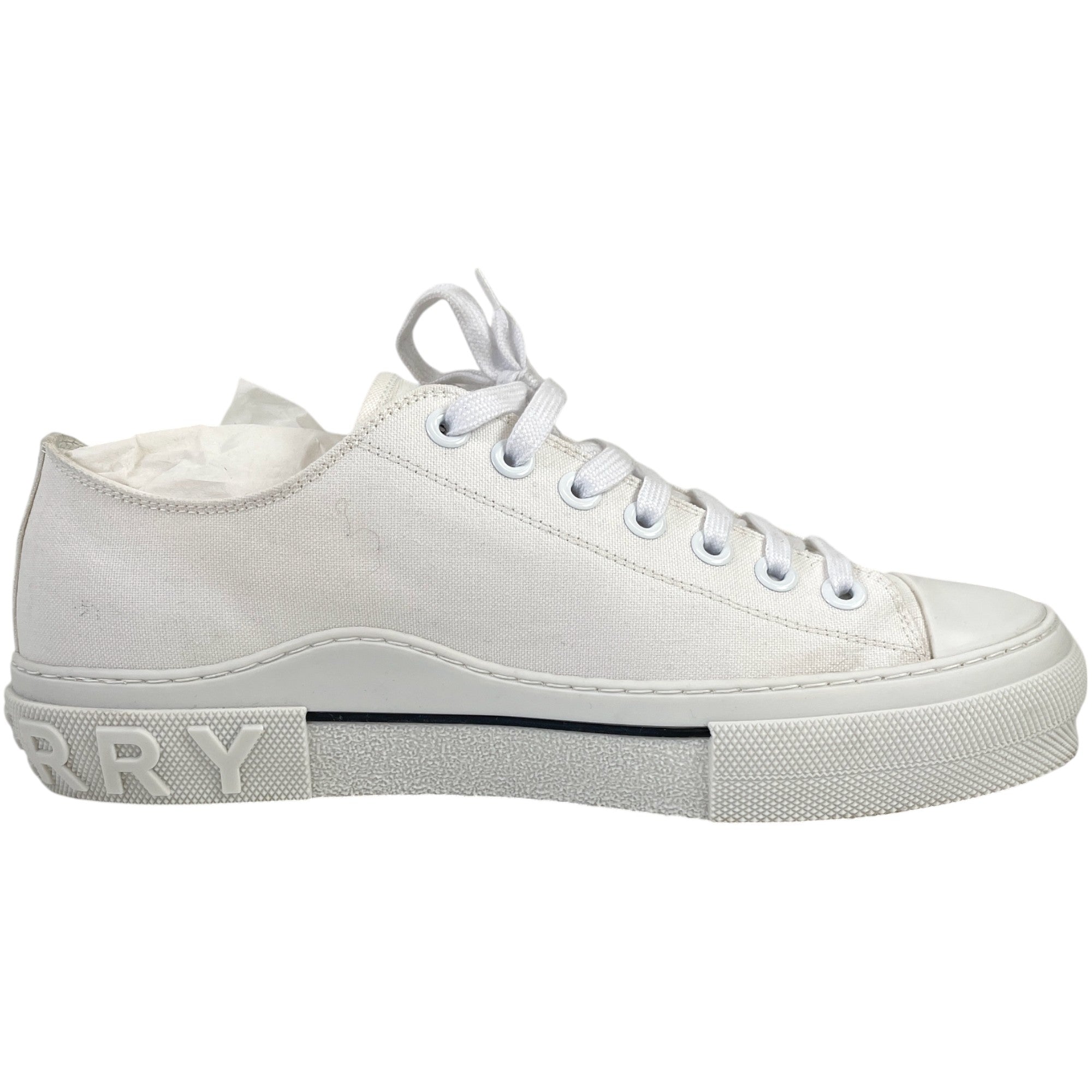 Men's Canvas Logo Low Trainers White Size EU 45.5 / UK 11.5