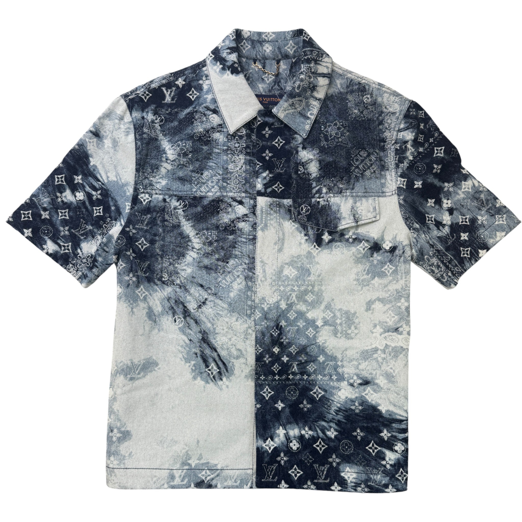 Men's Monogram Bandana Denim Shirt Navy Size M