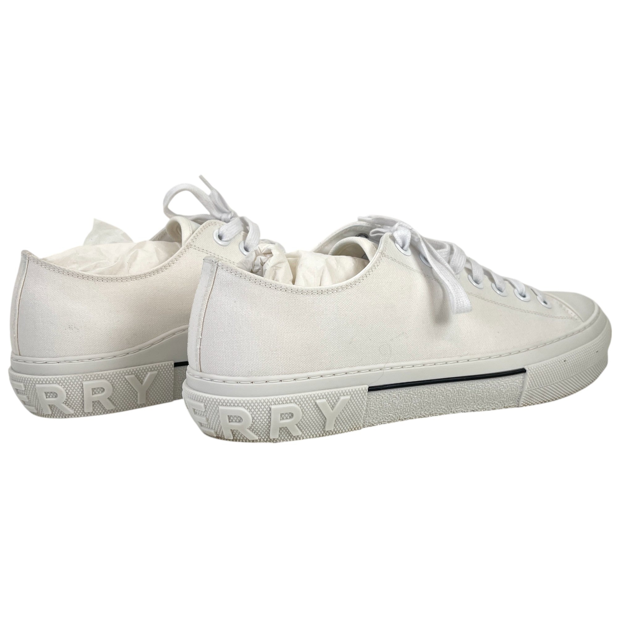 Men's Canvas Logo Low Trainers White Size EU 45.5 / UK 11.5