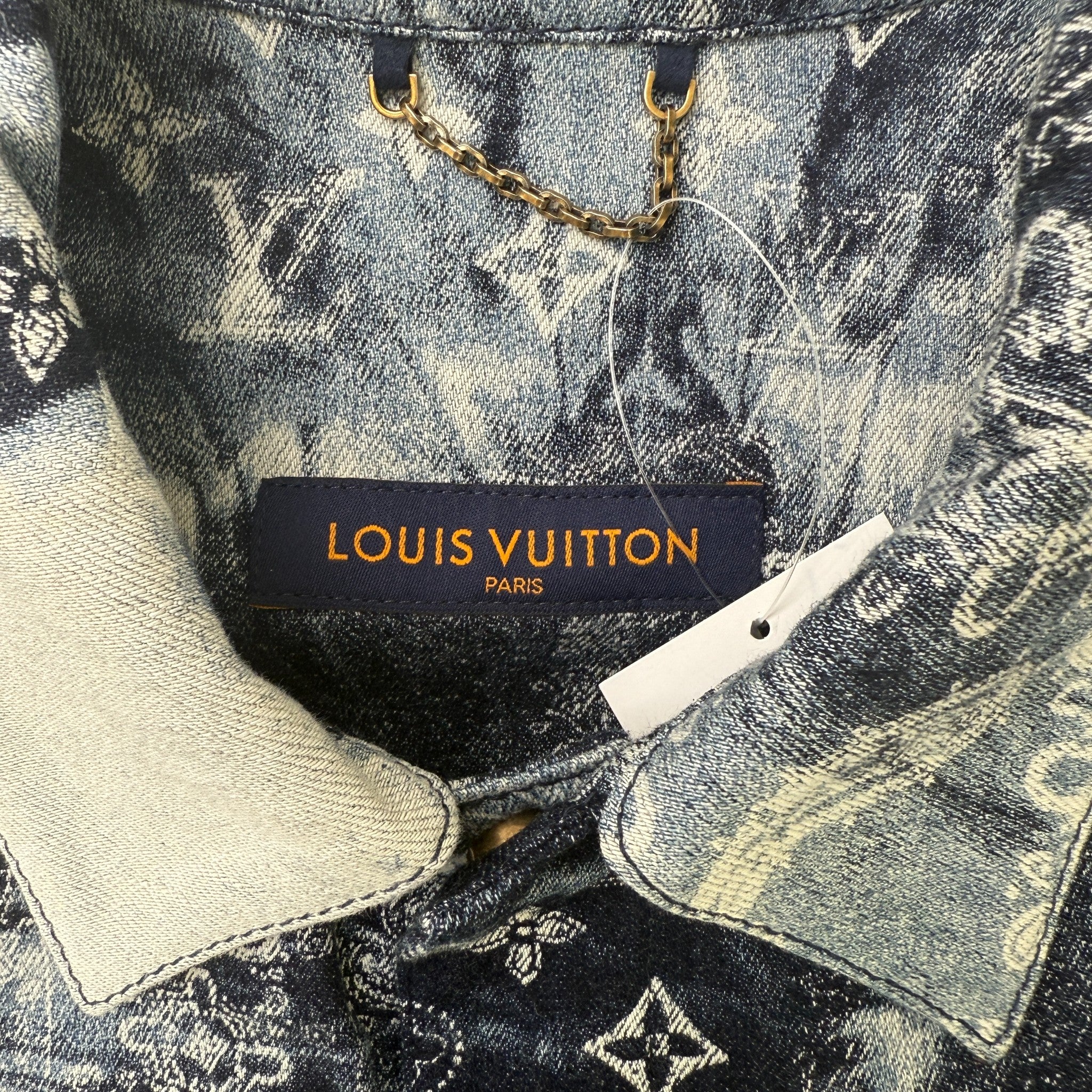 Men's Monogram Bandana Denim Shirt Navy Size M