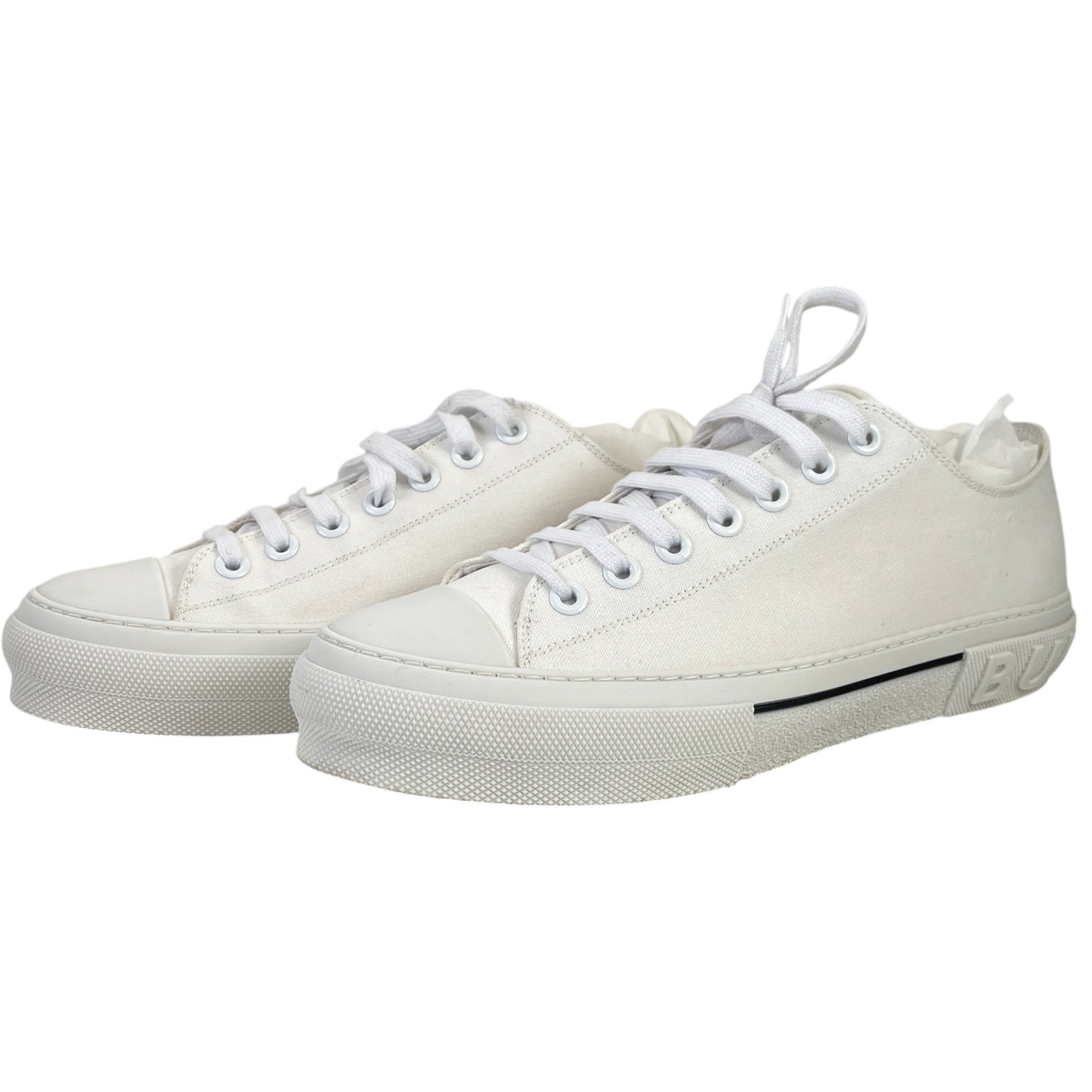 Men's Canvas Logo Low Trainers White Size EU 45.5 / UK 11.5