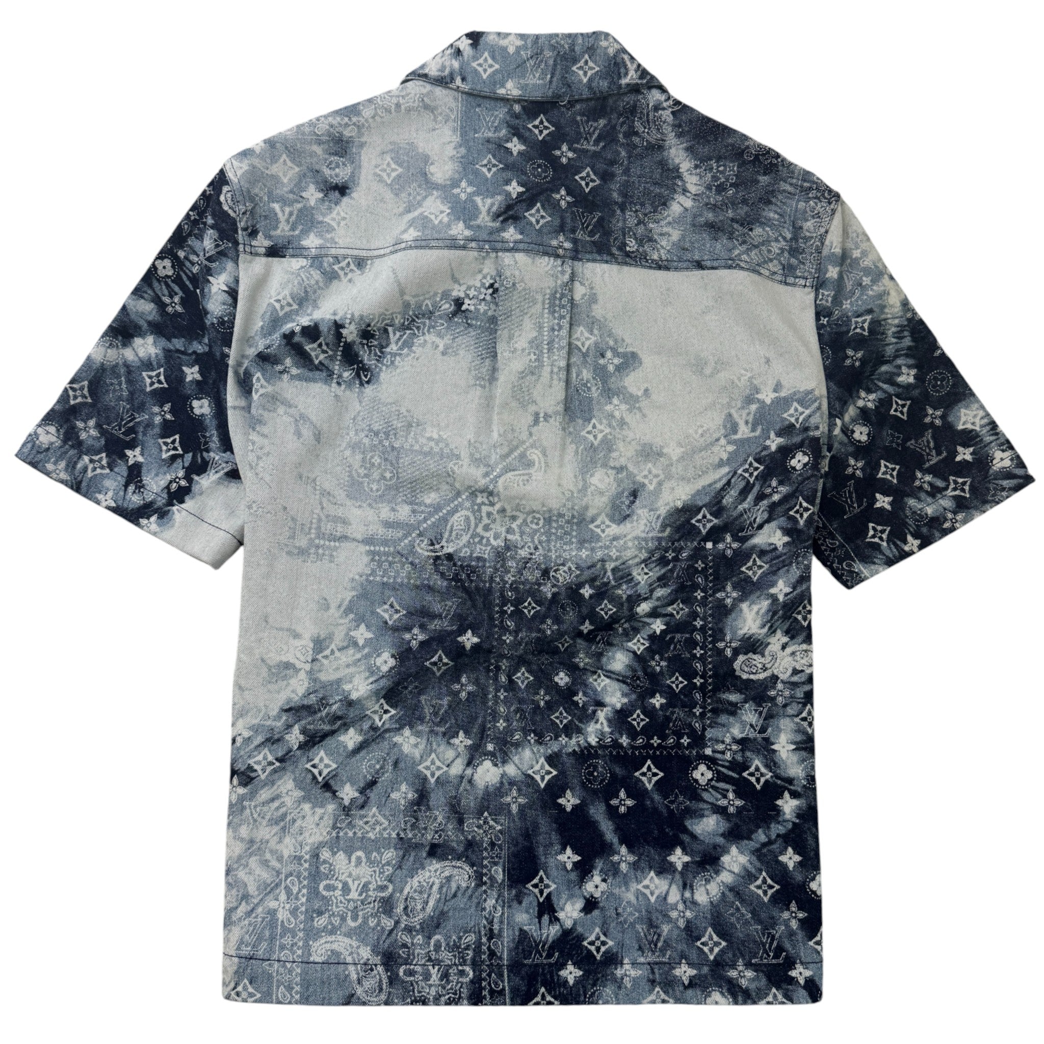 Men's Monogram Bandana Denim Shirt Navy Size M