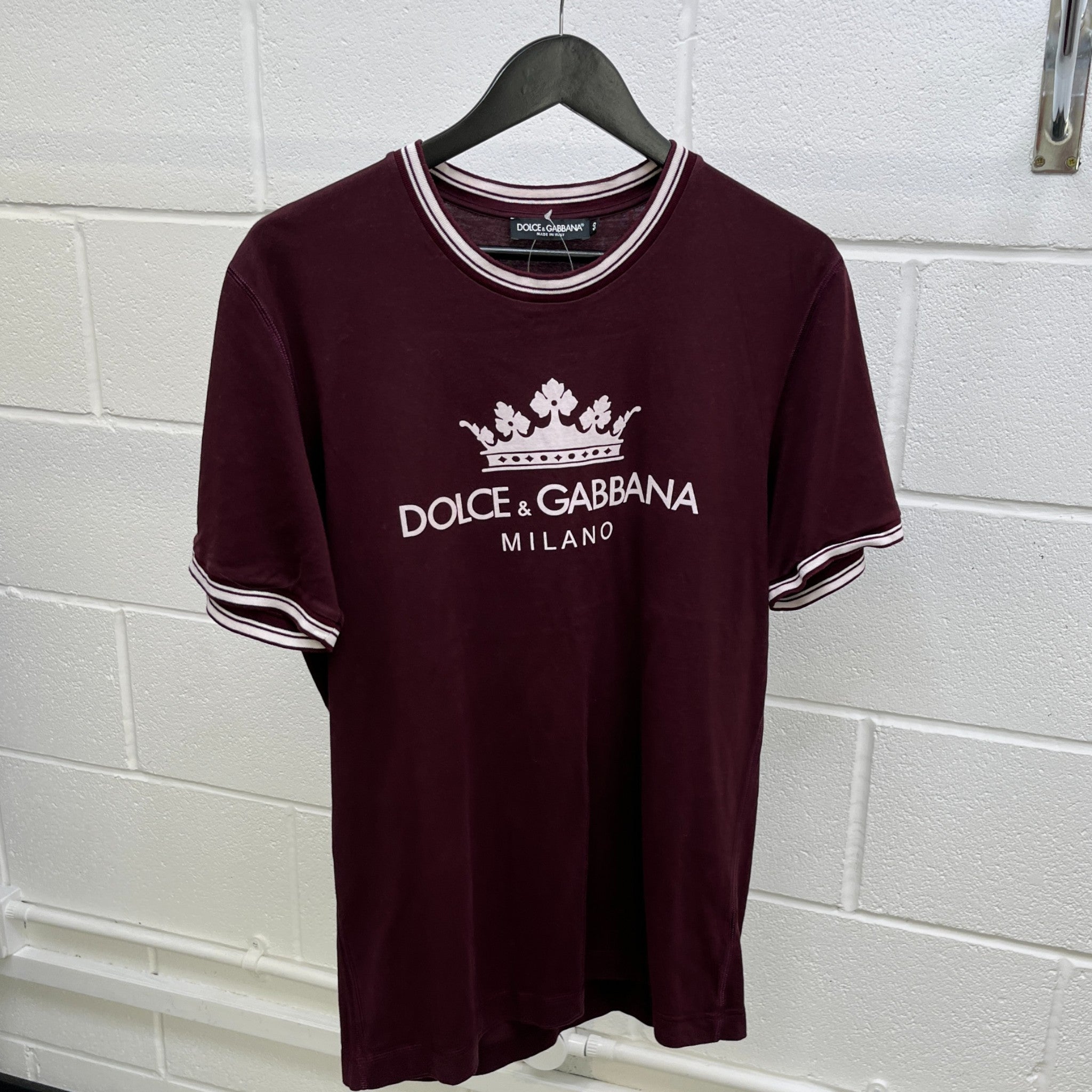 Men's Logo Print T-Shirt Burgundy Size IT 50 / UK L