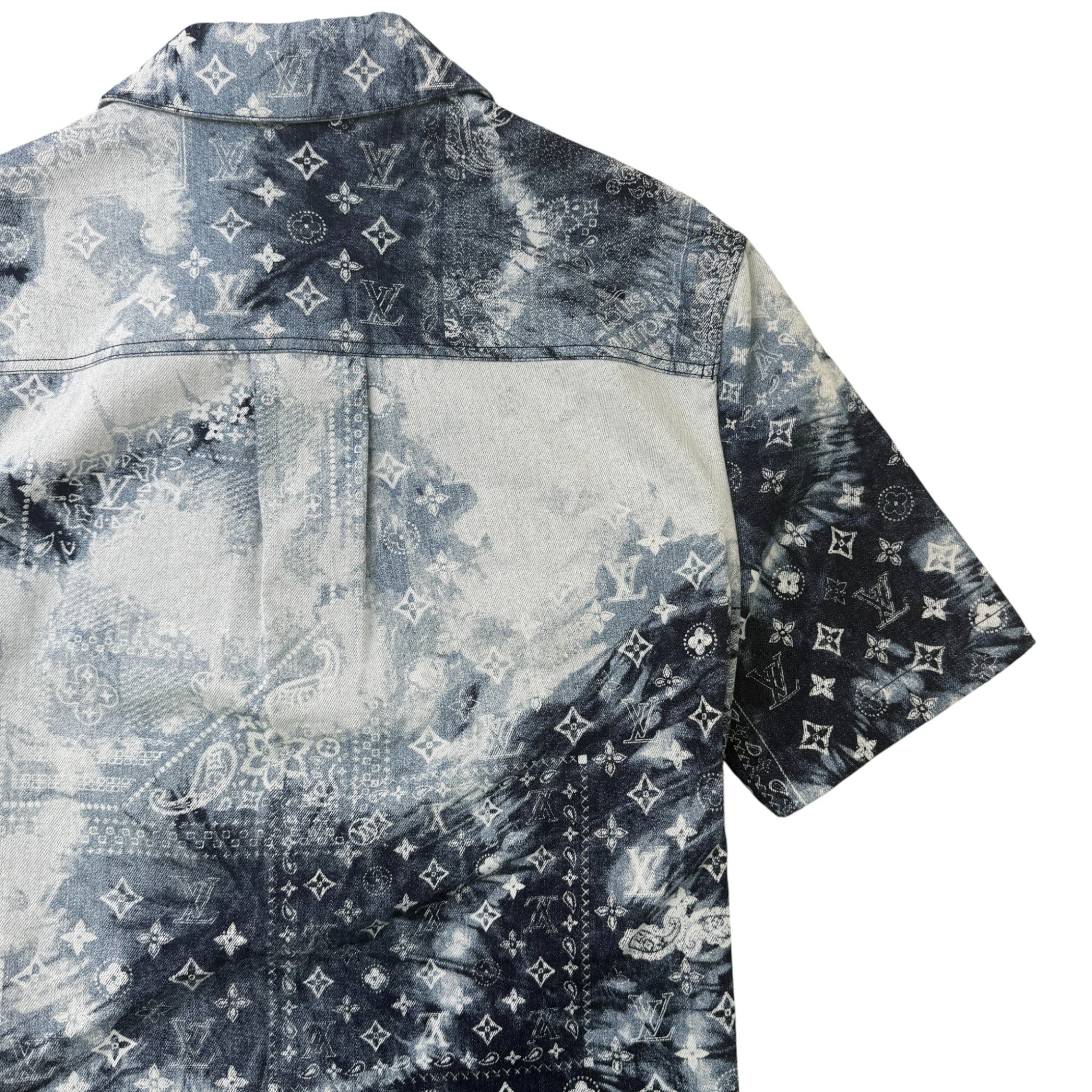 Men's Monogram Bandana Denim Shirt Navy Size M