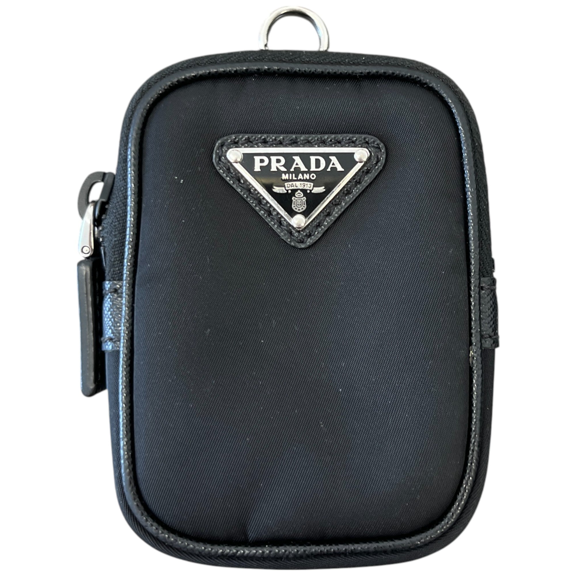 Men's Plaque Logo Re-Nylon Saffiano Shoulder Bag Black