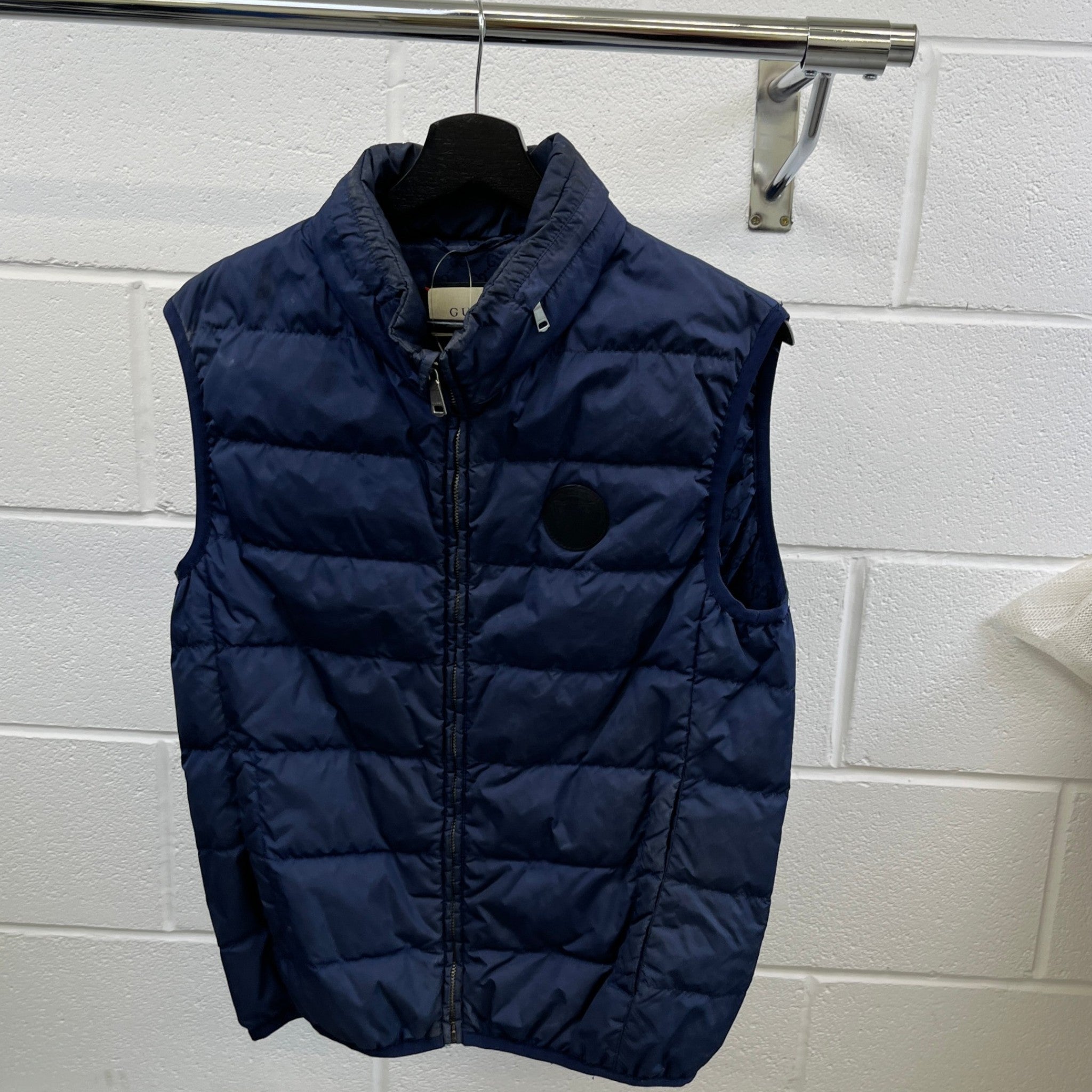 Men's Logo Patch Gg Monogram Gilet Navy Size IT 44 / XS