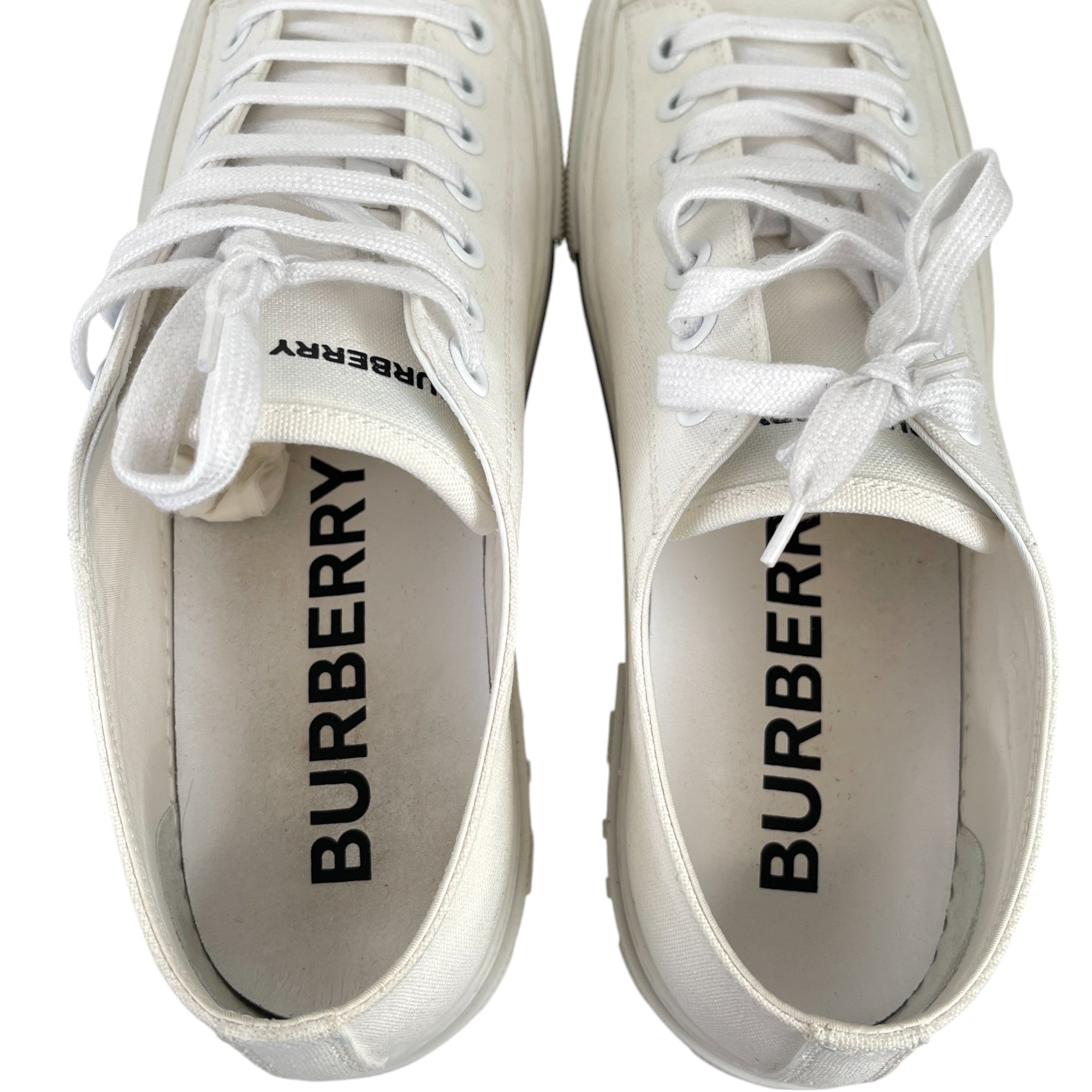 Men's Canvas Logo Low Trainers White Size EU 45.5 / UK 11.5