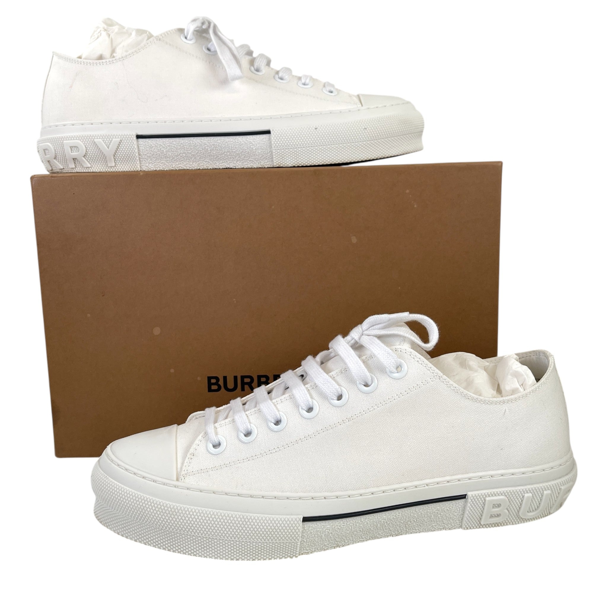 Men's Canvas Logo Low Trainers White Size EU 45.5 / UK 11.5