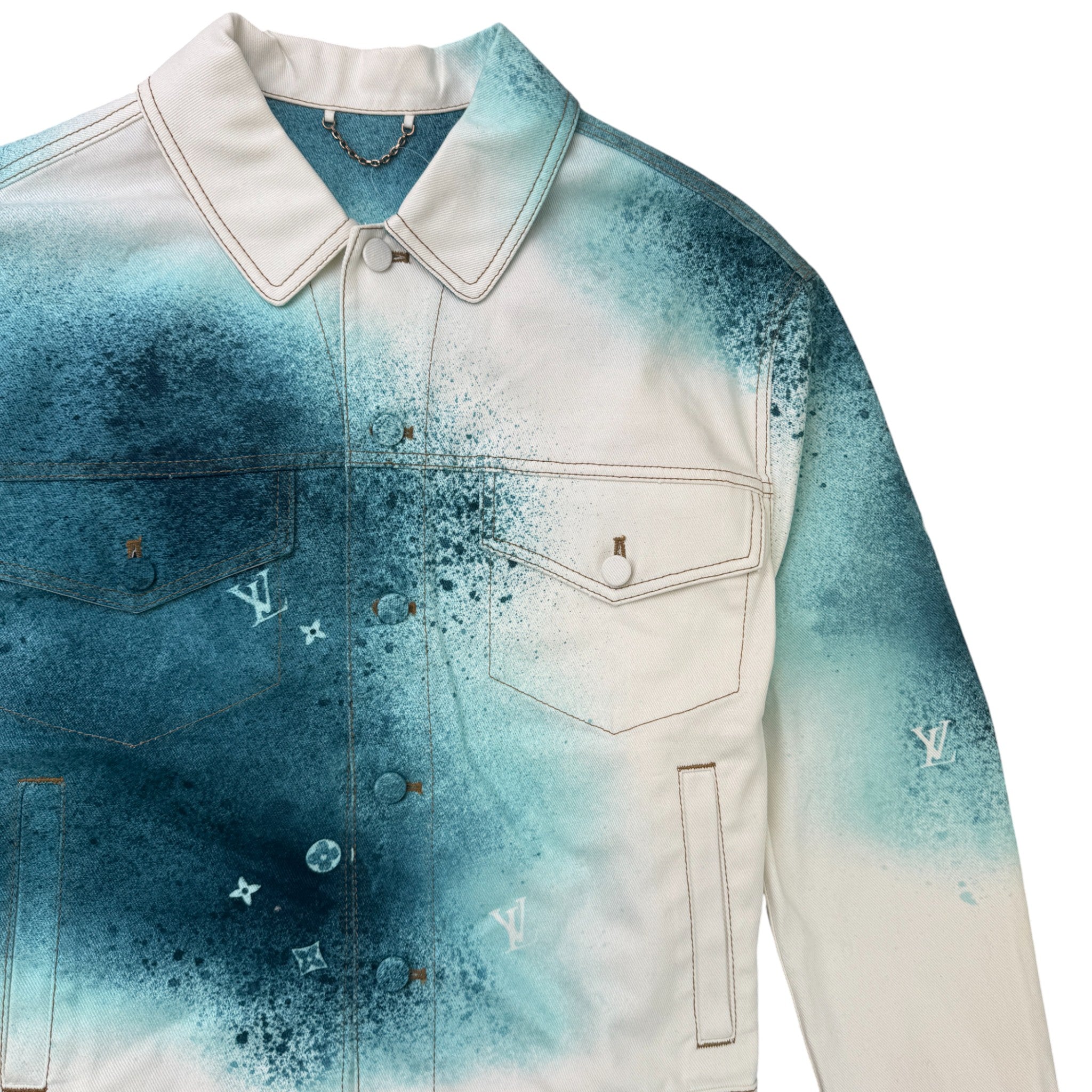 Men's Lv Spray Denim OverShirt Blue Size IT 48 / UK M