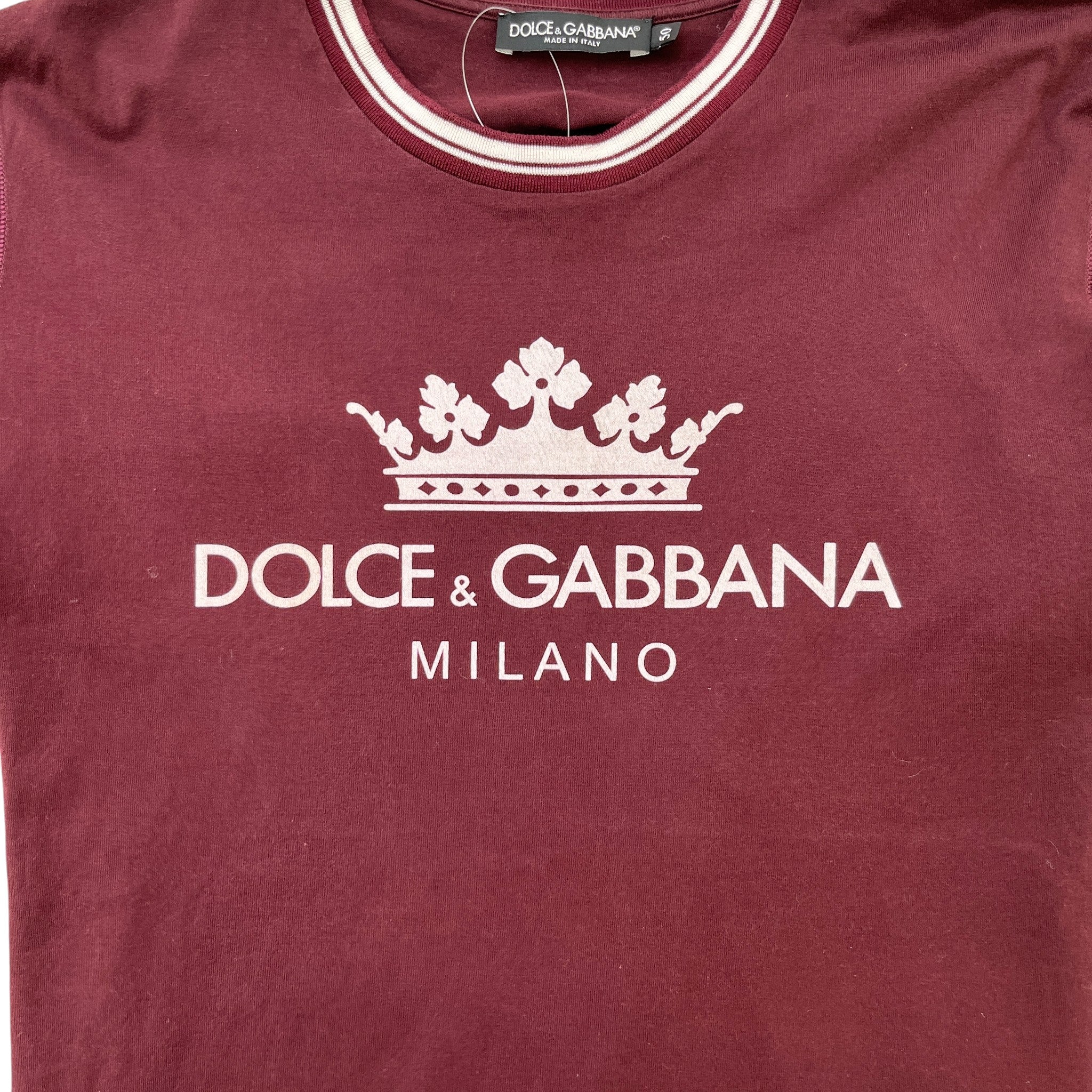 Men's Logo Print T-Shirt Burgundy Size IT 50 / UK L