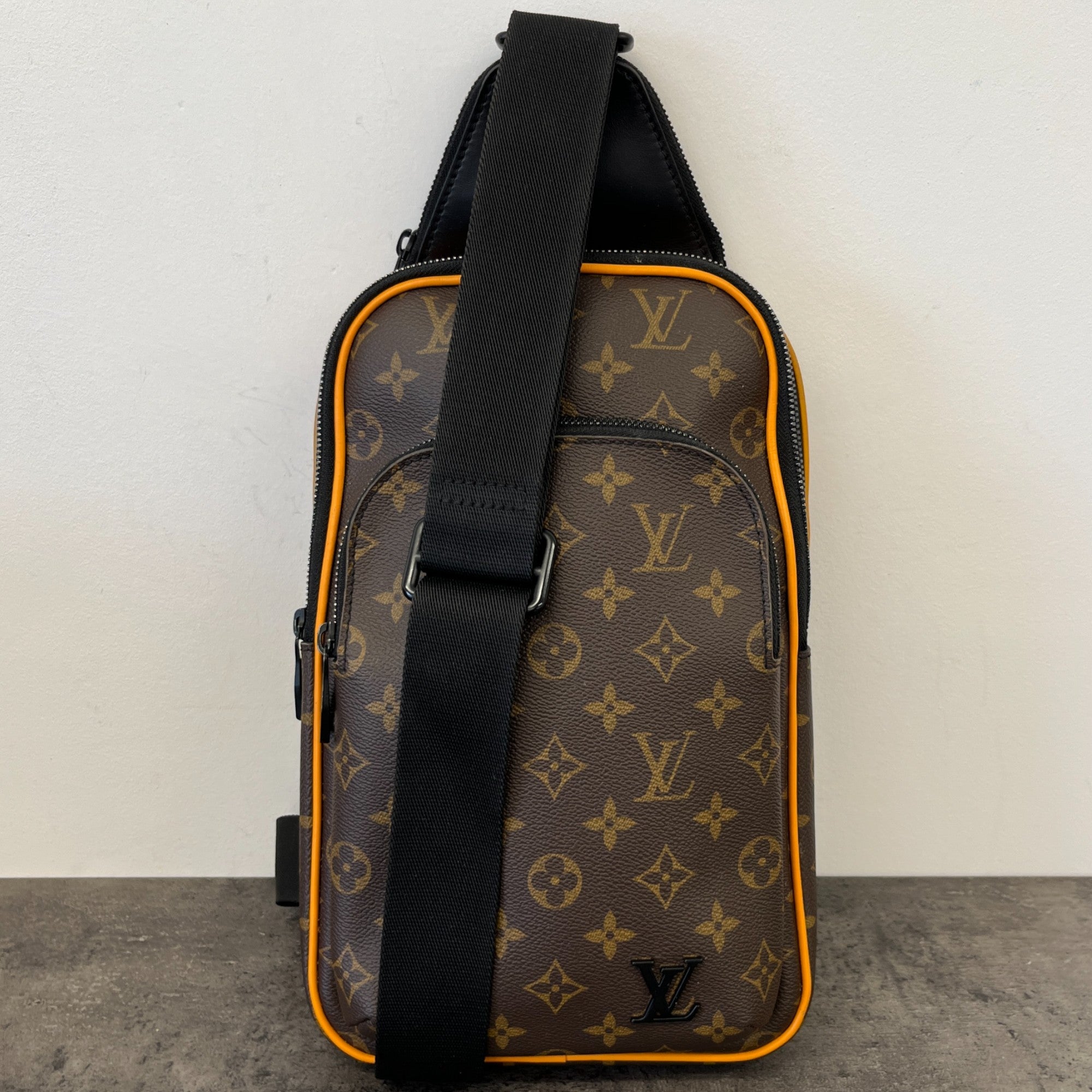 Men's Monogram Macassar Avenue Sling Bag Brown