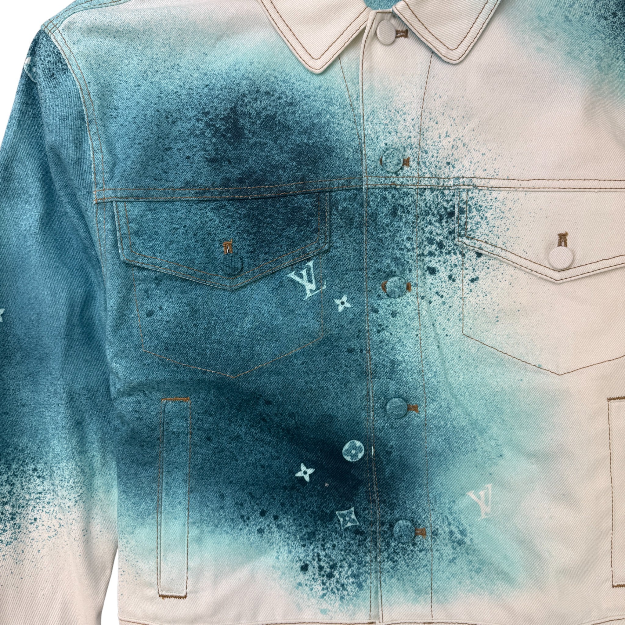 Men's Lv Spray Denim OverShirt Blue Size IT 48 / UK M