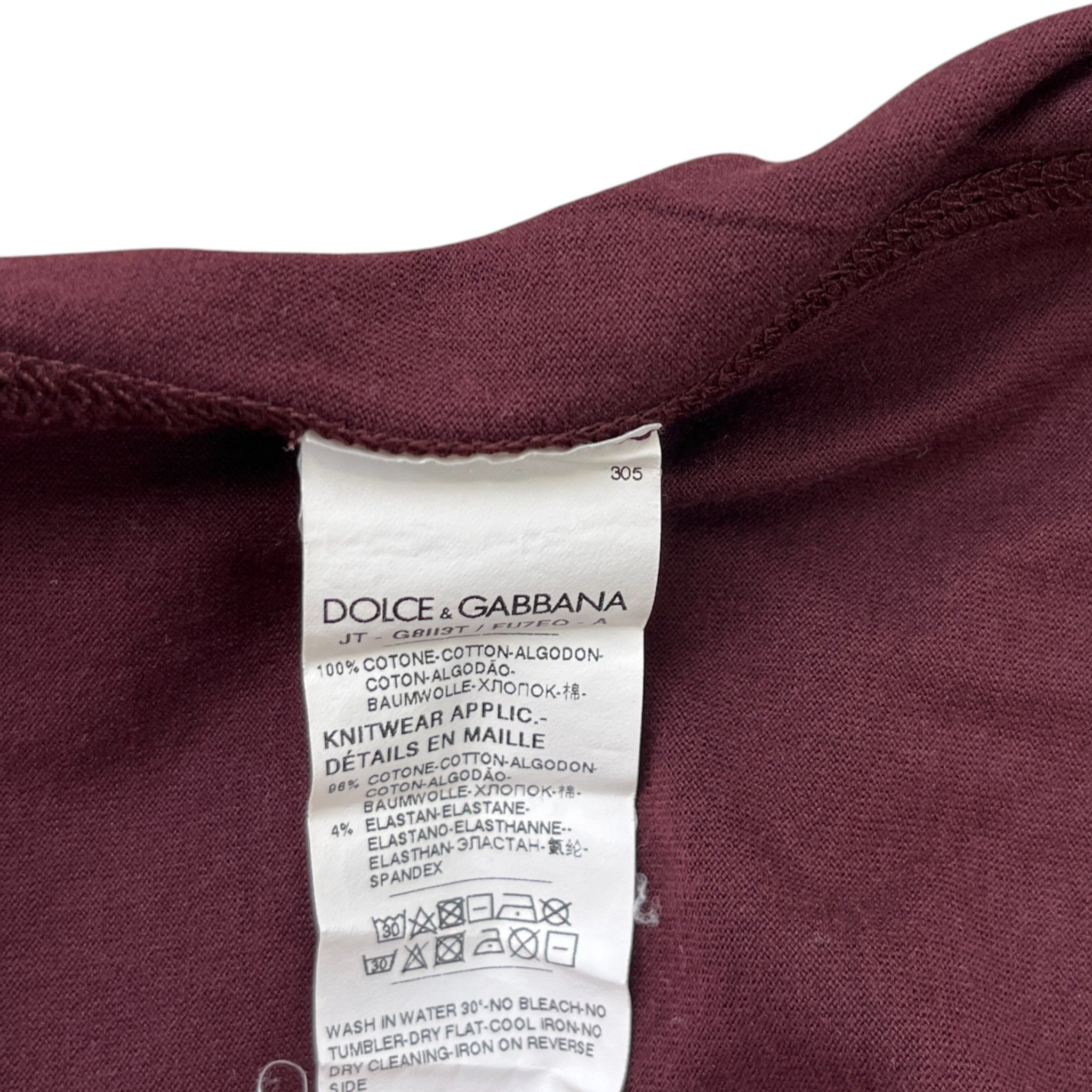 Men's Logo Print T-Shirt Burgundy Size IT 50 / UK L