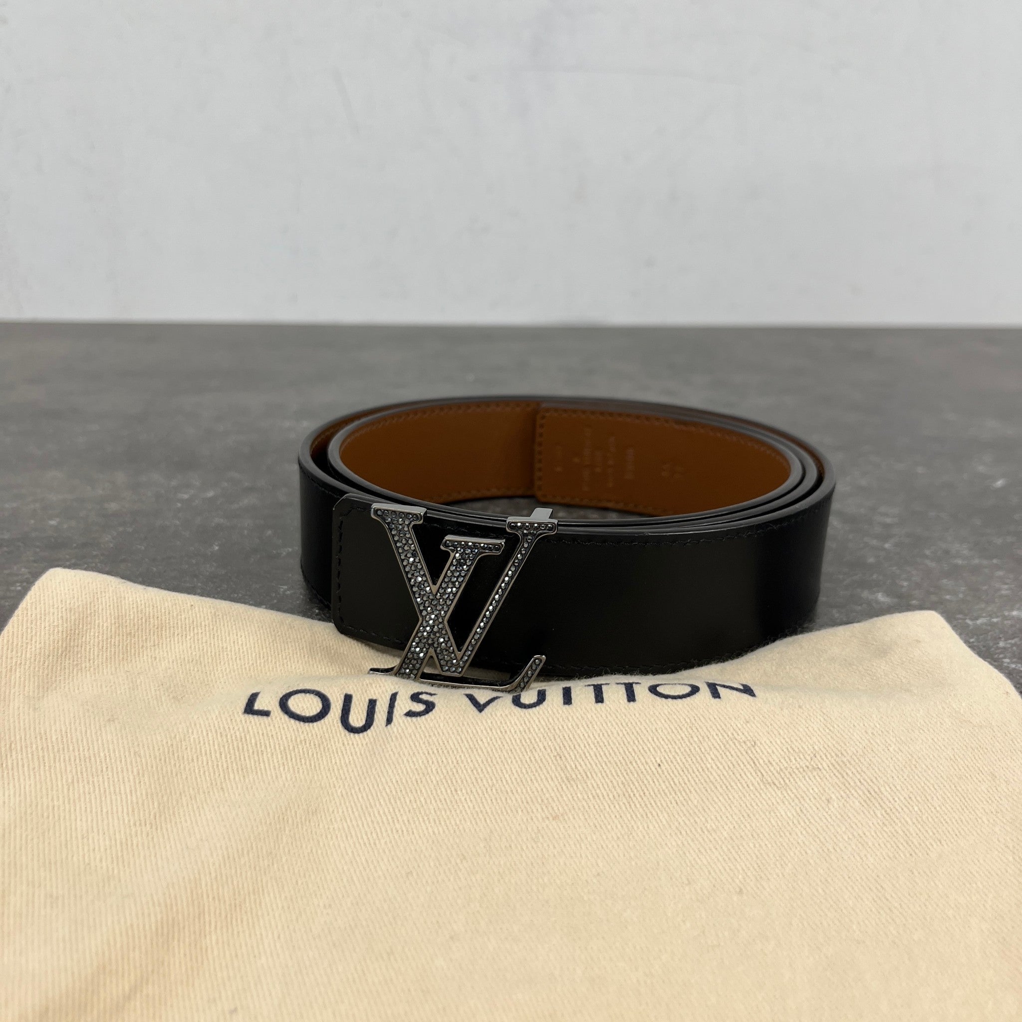 Men's Studded Lv Belt Black Size Waist 32"