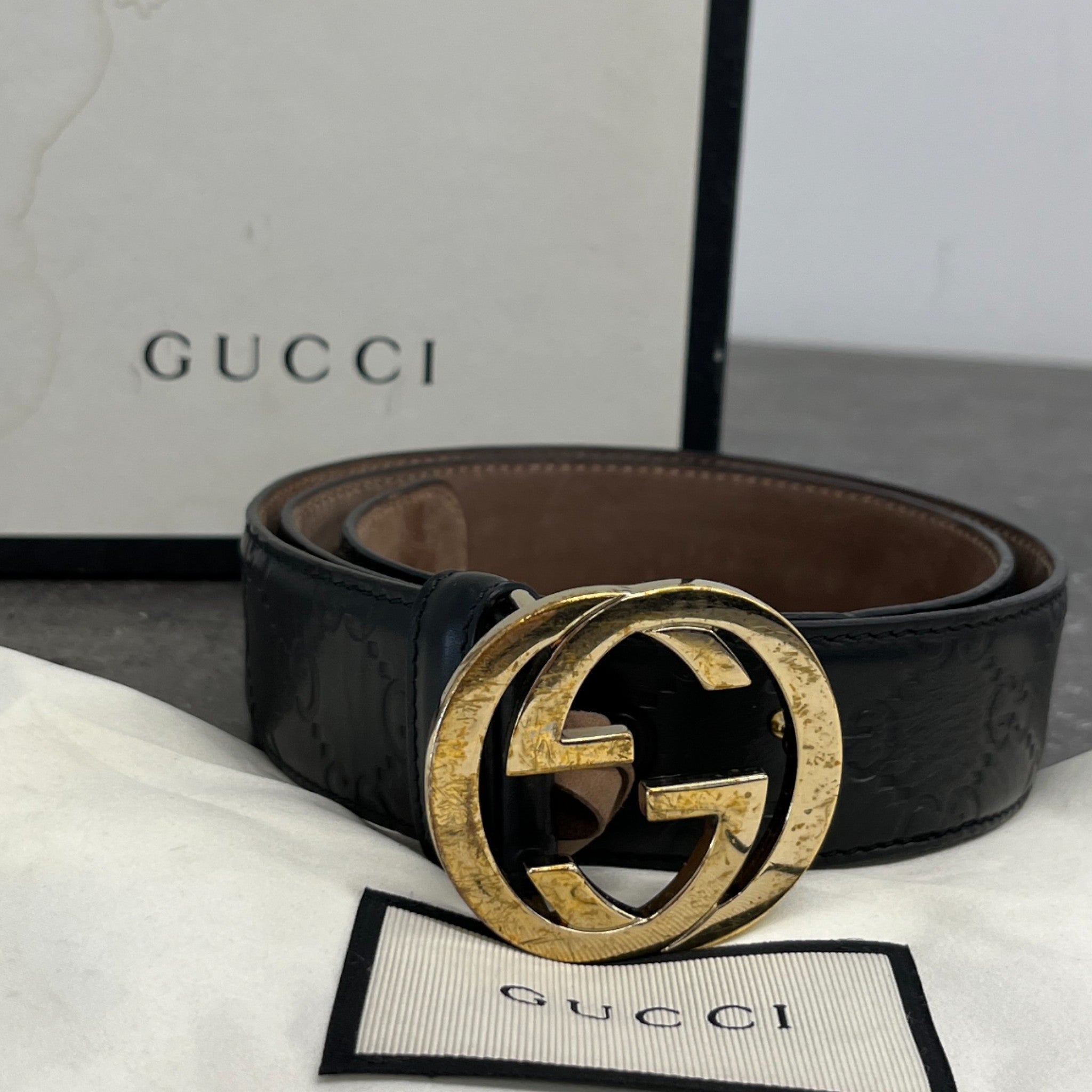 Women's Interlocking G Belt Black Size 80CM / UK 8