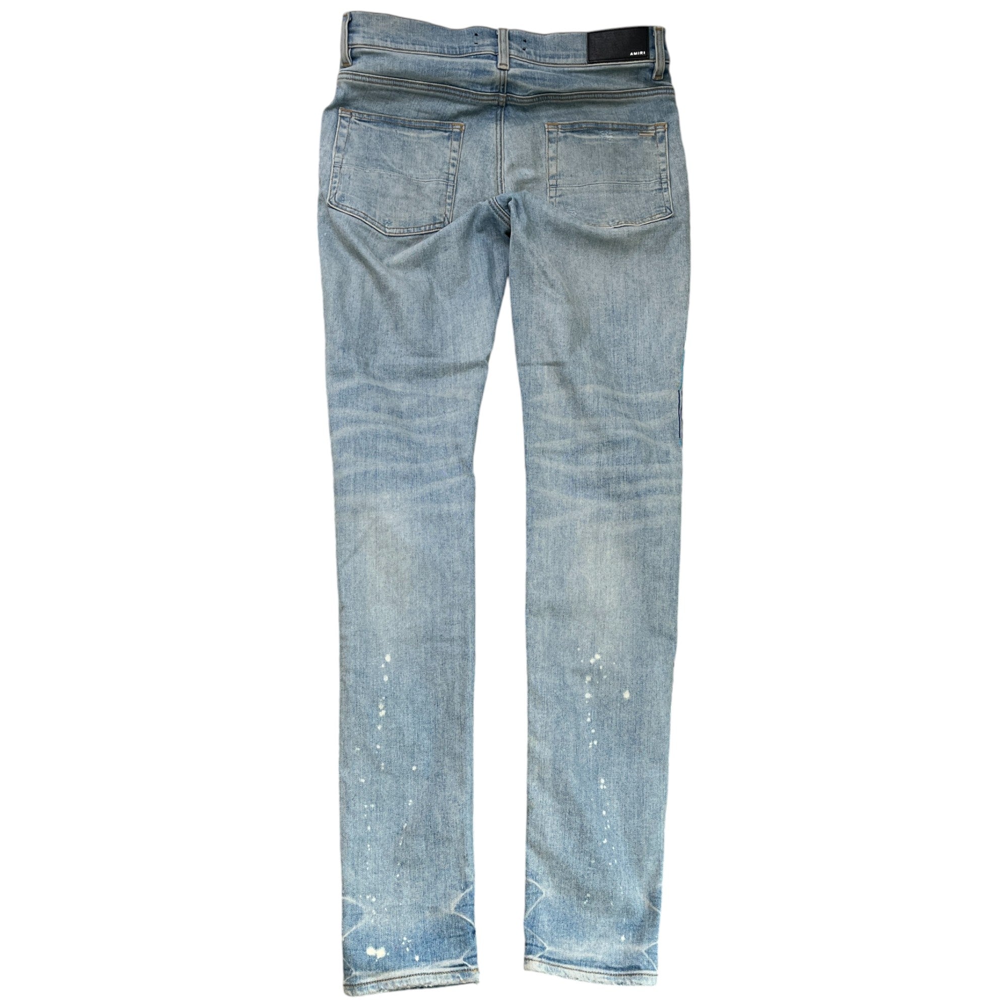 Men's Paint Drip Logo Jeans Blue Size Waist 32"